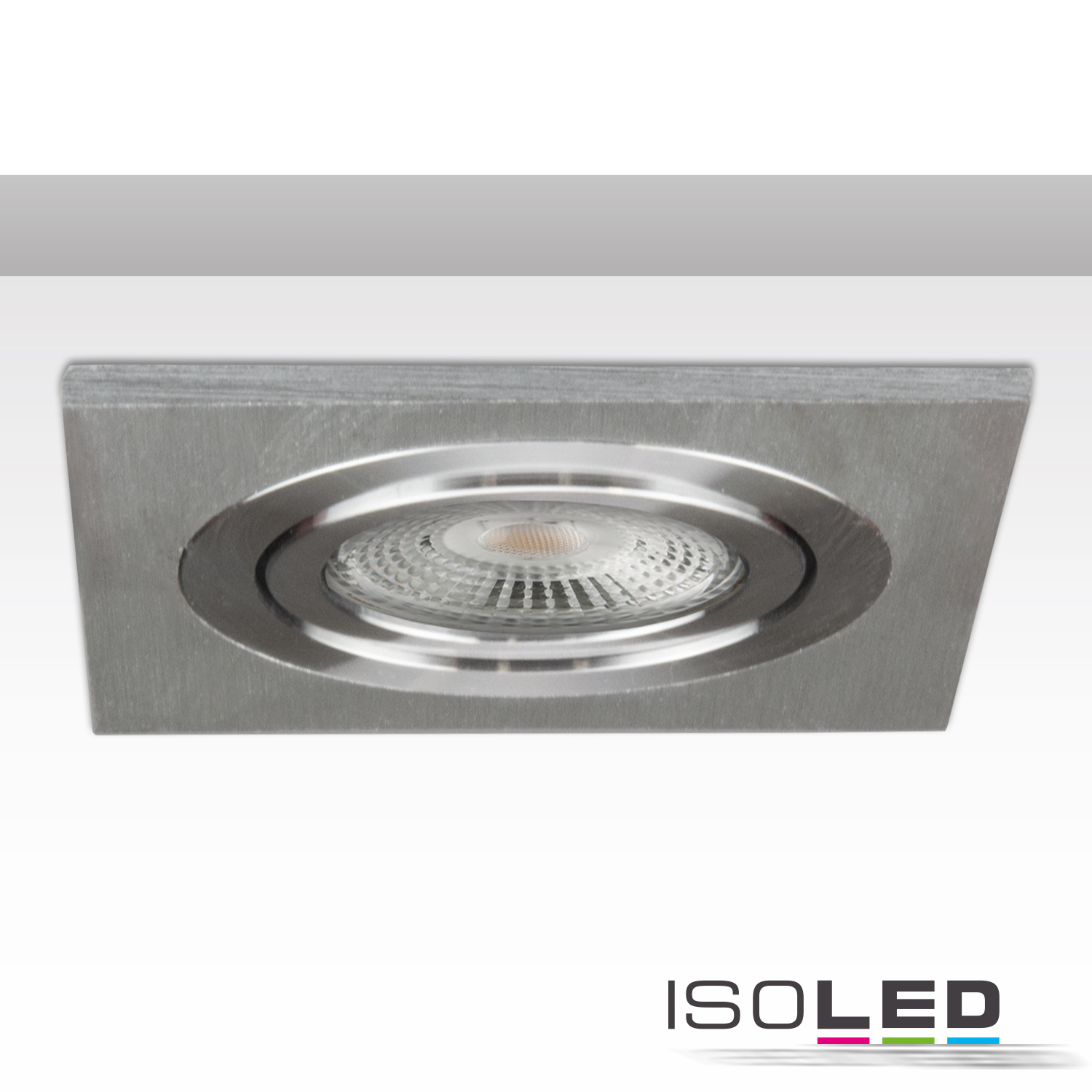 Einbaurahmen BRUSH eckig, Loch 78mm, Alu gebürstet, für GU10/MR16 Spots