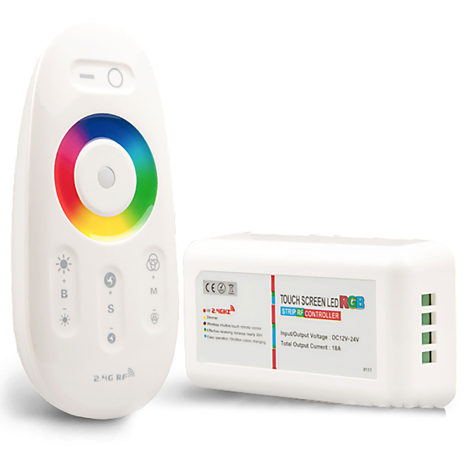 Wireless Touch RGB PWM-Dimmer mit Funk-Fernbedienung 2.4GHz, 12-24V DC 3x4A