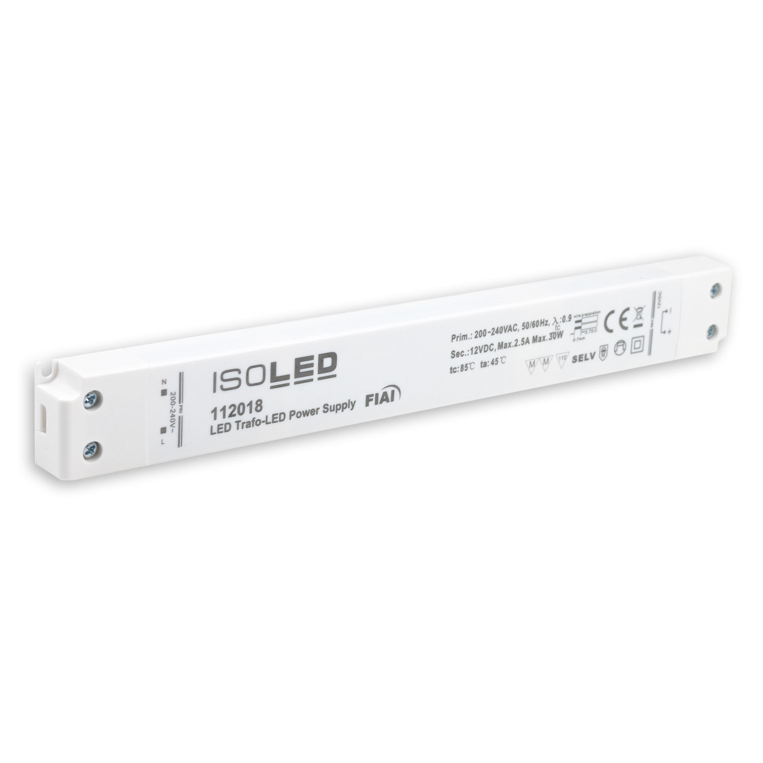 LED Trafo 12V/DC, 0-30W, SELV, ultraflach, schmal