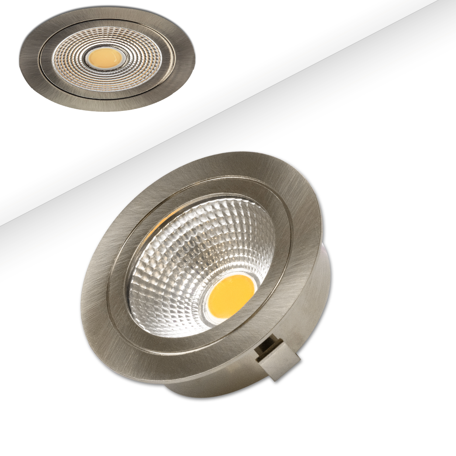 LED Möbel-Einbaustrahler COB mit Reflektor, 3W, 60°, nickel geb., warmweiß