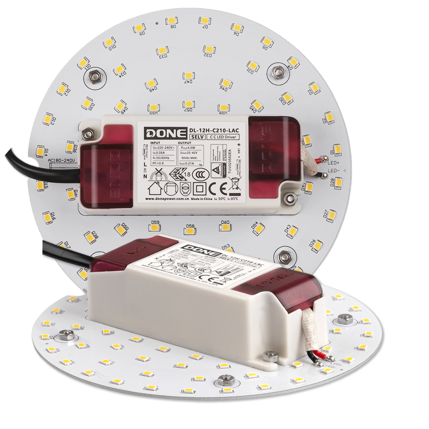LED Umrüstplatine 130mm, 9W, mit Magnet, warmweiß