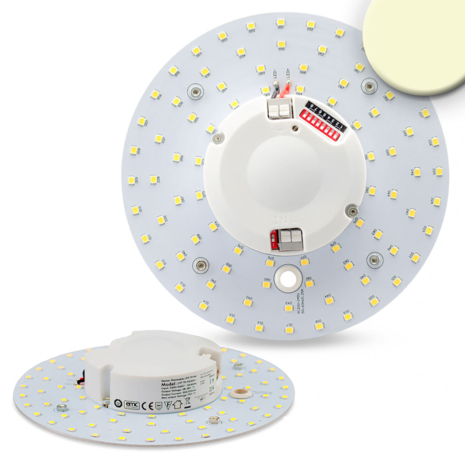 LED Umrüstplatine 160mm, 14W, warmweiß, mit Haltemagnet und HF-Bewegungssensor