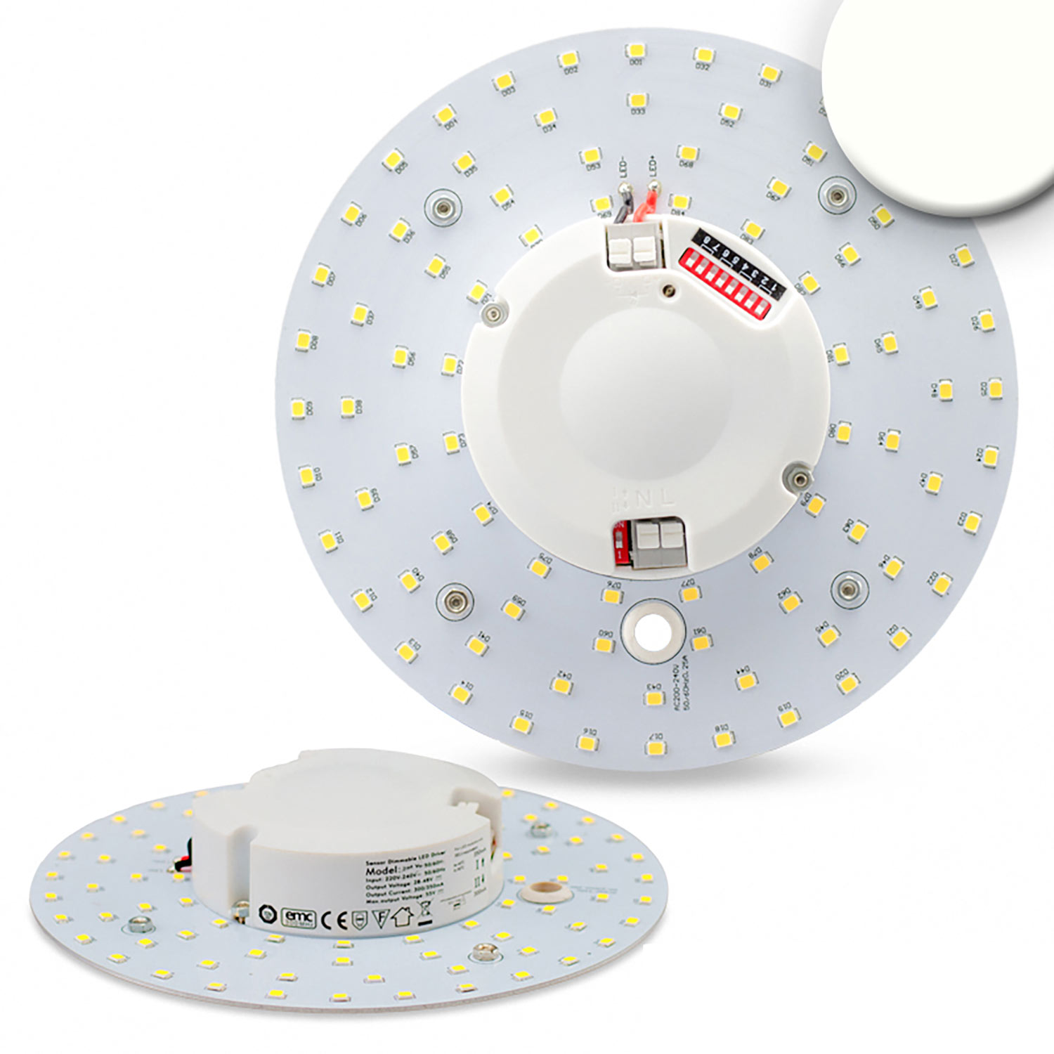 LED Umrüstplatine 160mm, 14W, neutralweiß, mit Haltemagnet und HF-Bewegungssensor