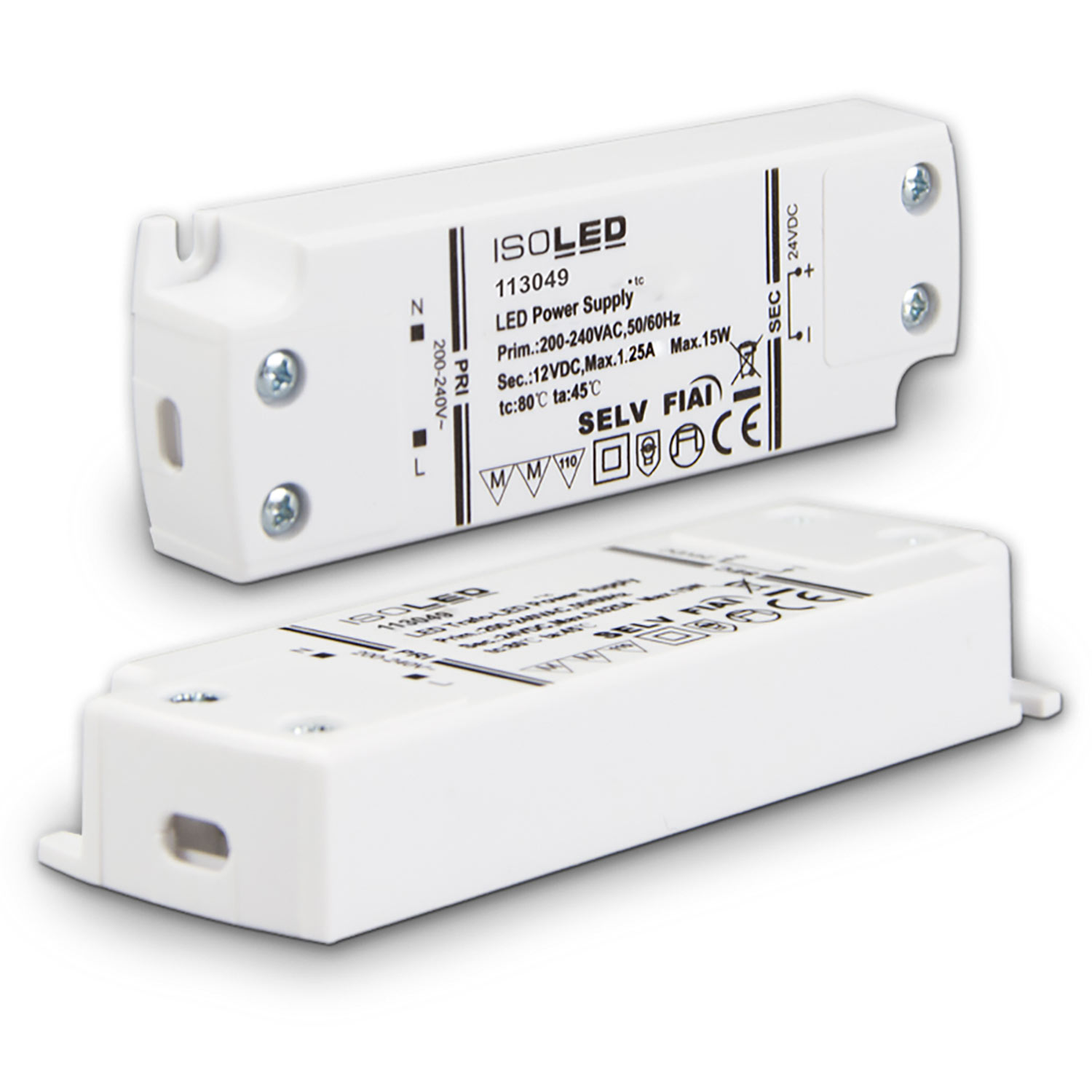 LED Trafo 12V/DC, 0-15W, SELV, ultraflach, schmal