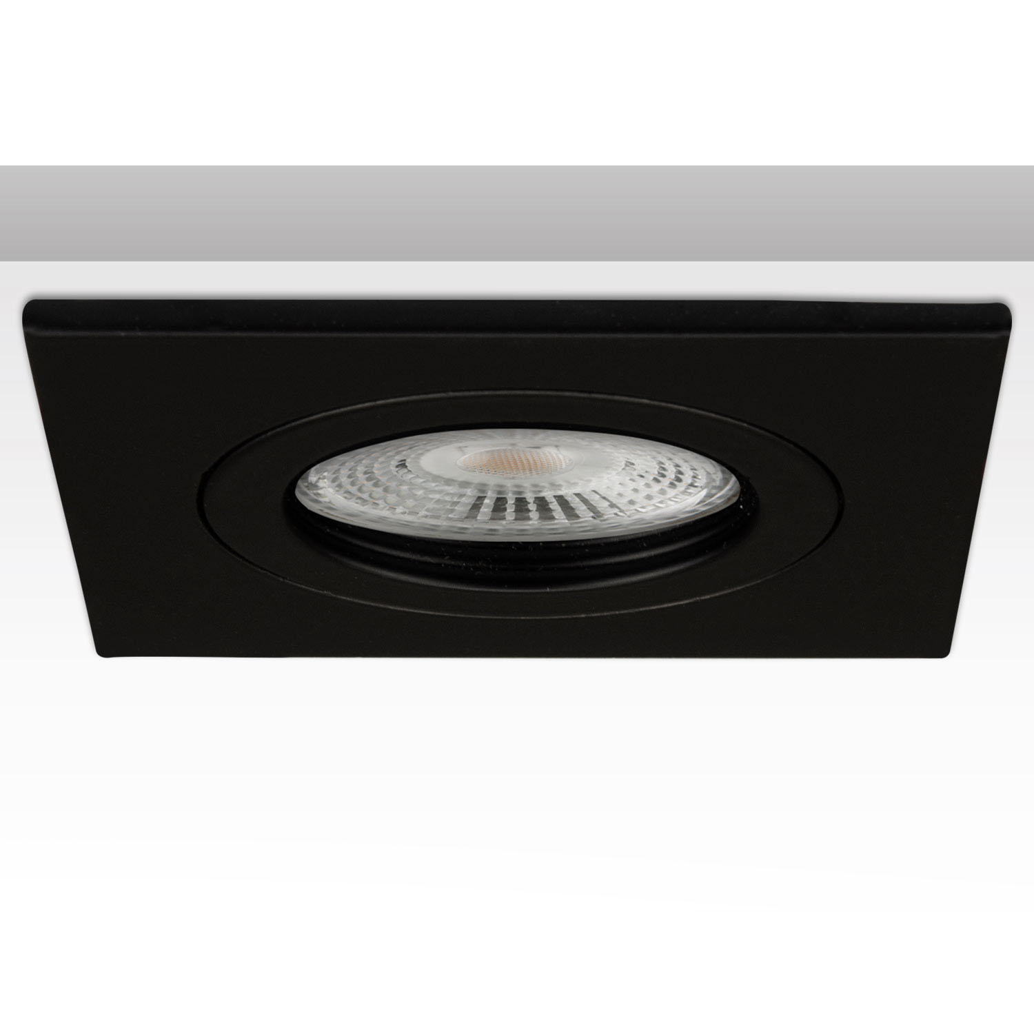 Einbaurahmen eckig, Loch 58mm, Alu schwarz, für GU10/MR16 Spots