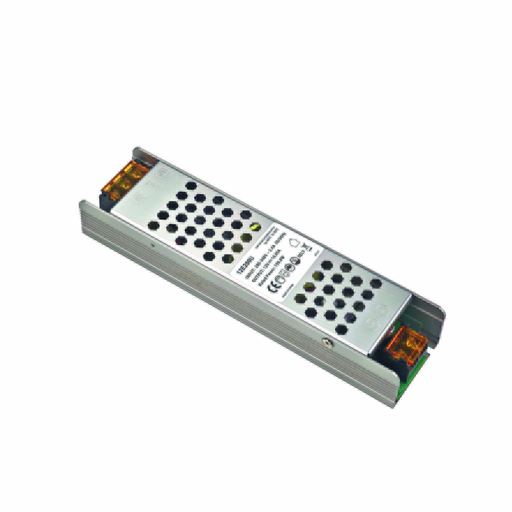 LED Trafo 12V/DC, 0-200W, Gitter, flach