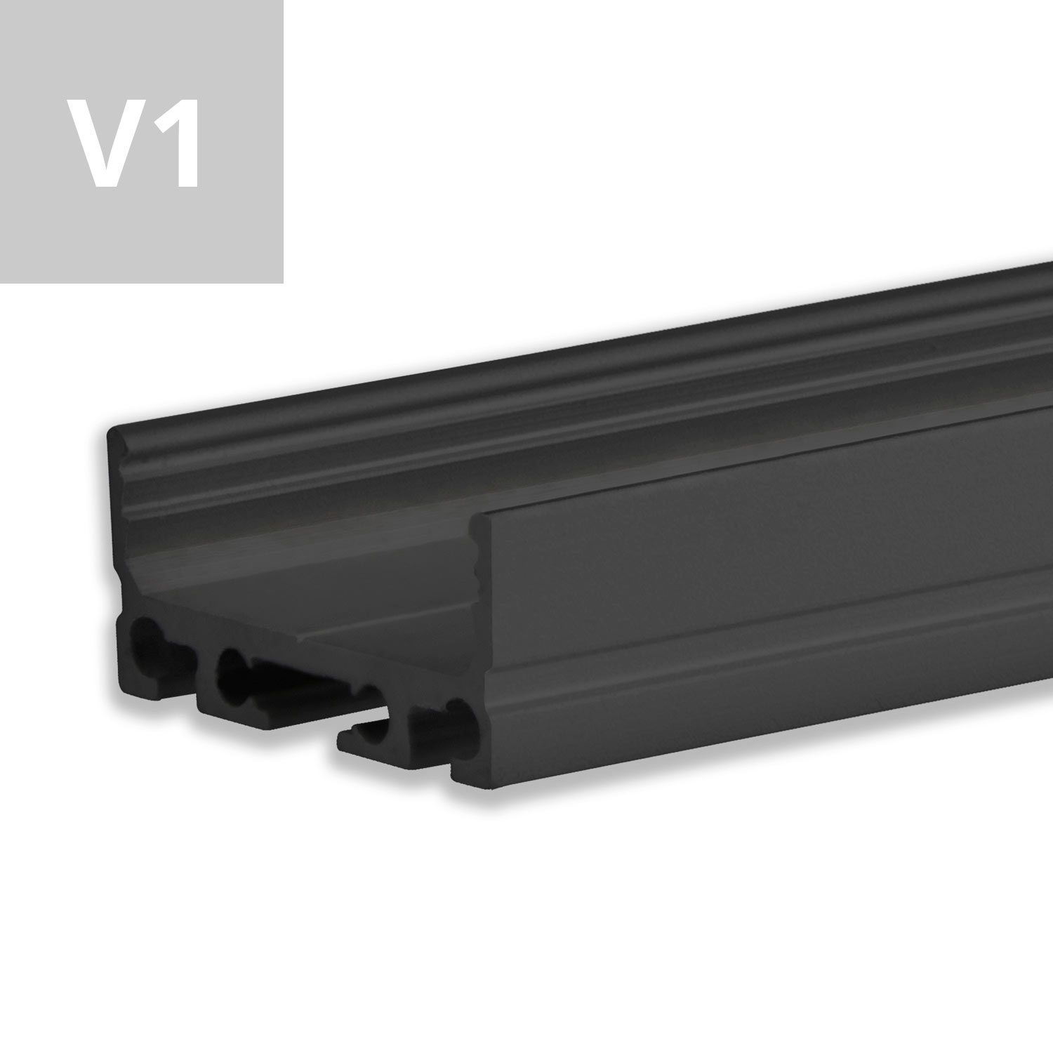 LED Aufbauprofil SURF20 FLAT V1 Aluminium schwarz RAL 9005, 200cm