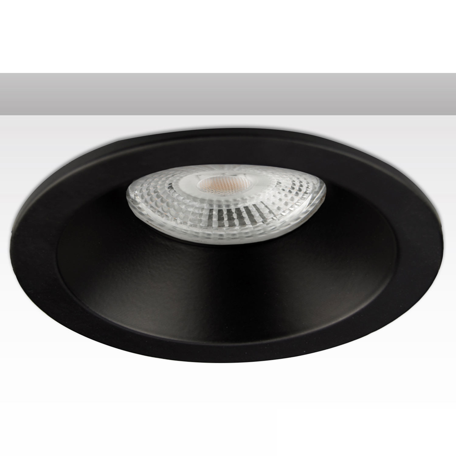 Einbaurahmen rund mit Glaslinse, Loch 72mm, schwarz, für GU10/MR16 Spots