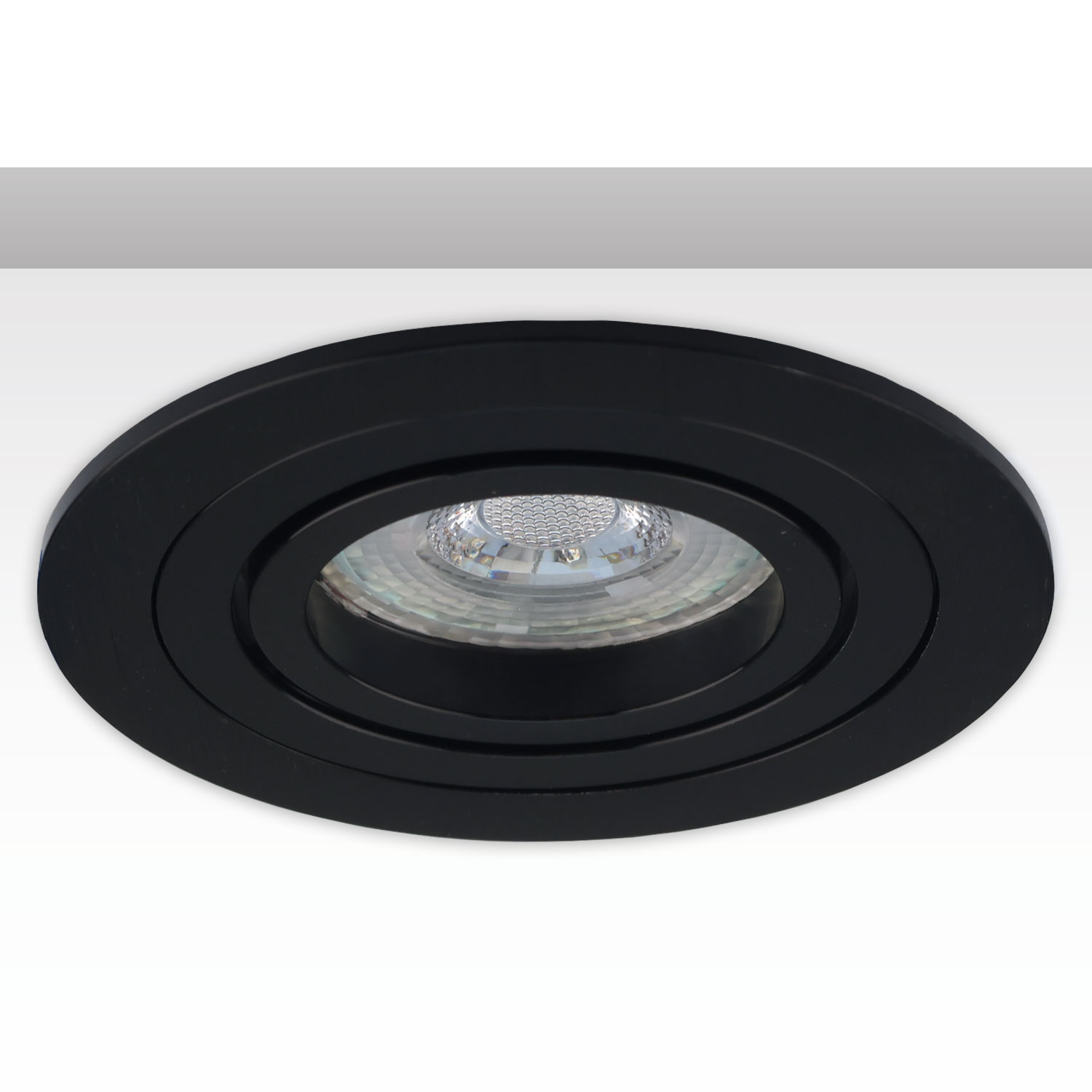 Einbaurahmen rund, Loch 80mm, schwarz + schwarz, für GU10/MR16 Spots