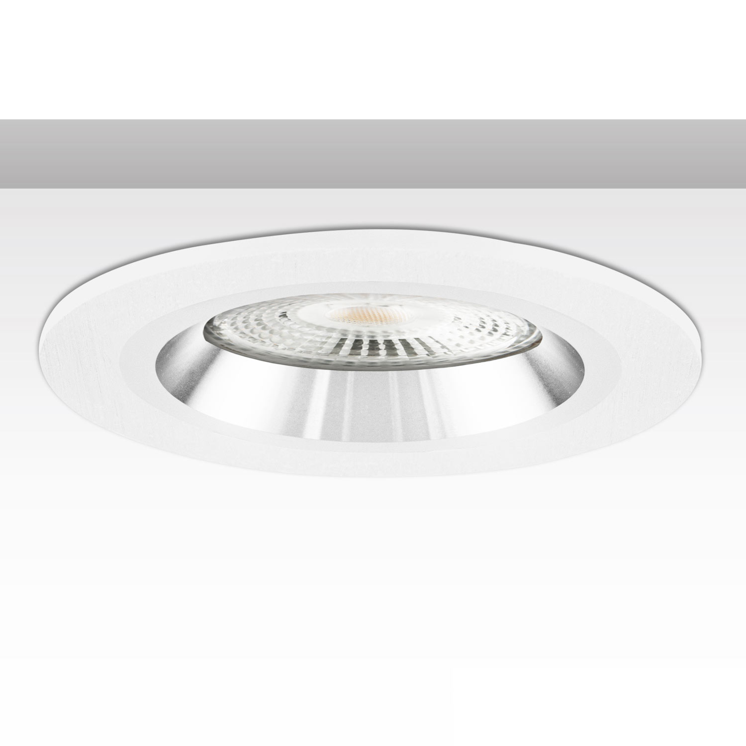 Einbaurahmen rund, Loch 80mm, weiß + weiß-silber, für GU10/MR16 Spots