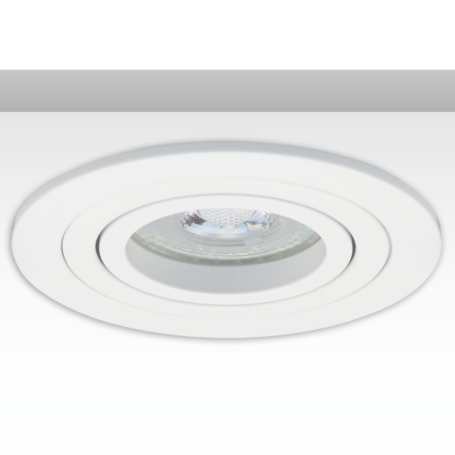 Einbaurahmen rund, Loch 80mm, weiß + Alu weiß, für GU10/MR16 Spots