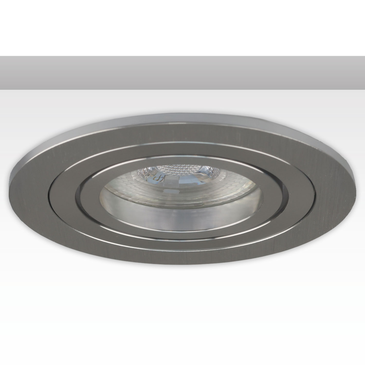 Einbaurahmen rund, Loch 80mm, Alu gebürstet + Alu gebürstet, für GU10/MR16 Spots