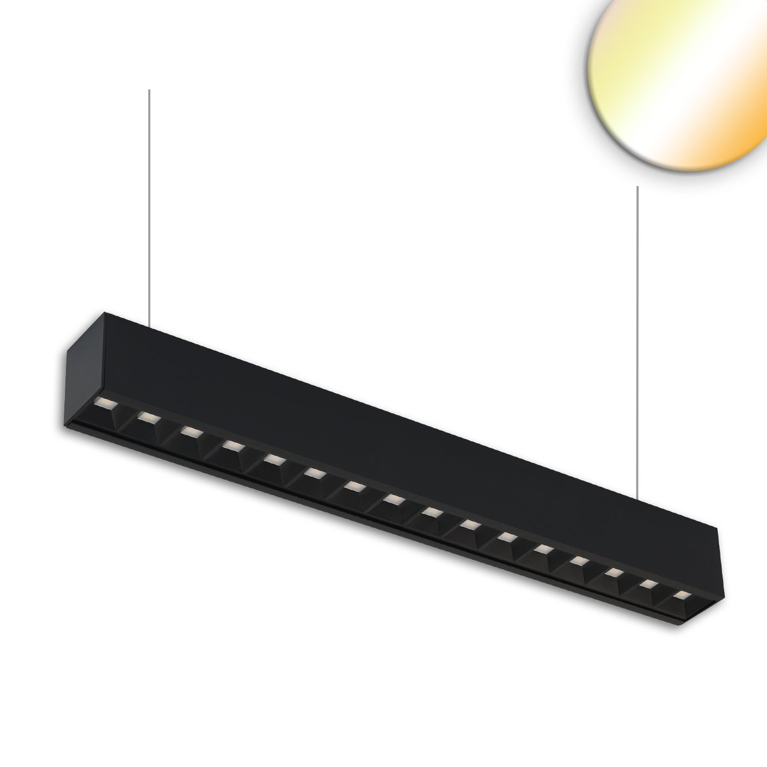 LED Aufbau/Hängeleuchte Linear Raster 20W, anreihbar, schwarz, 3000|3500|4000K, inkl.Seil exkl.Kabel