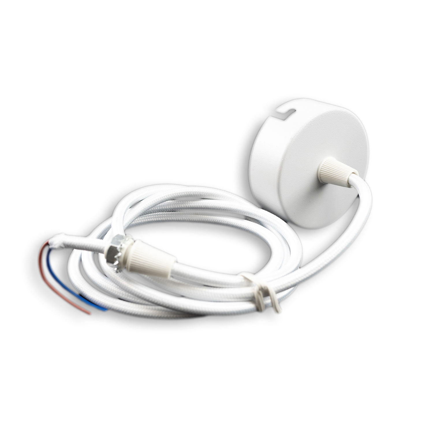 Deckenbaldachin rund 60mm, weiß, inkl. 2-poliges Stoffkabel 1,5m