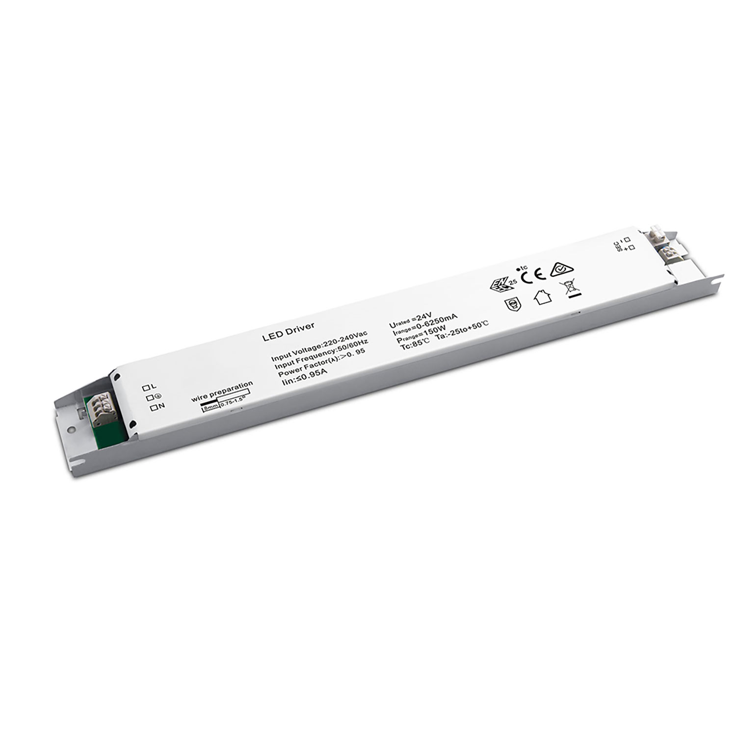 LED Leuchten-Trafo 24V/DC, 0-150W, flach