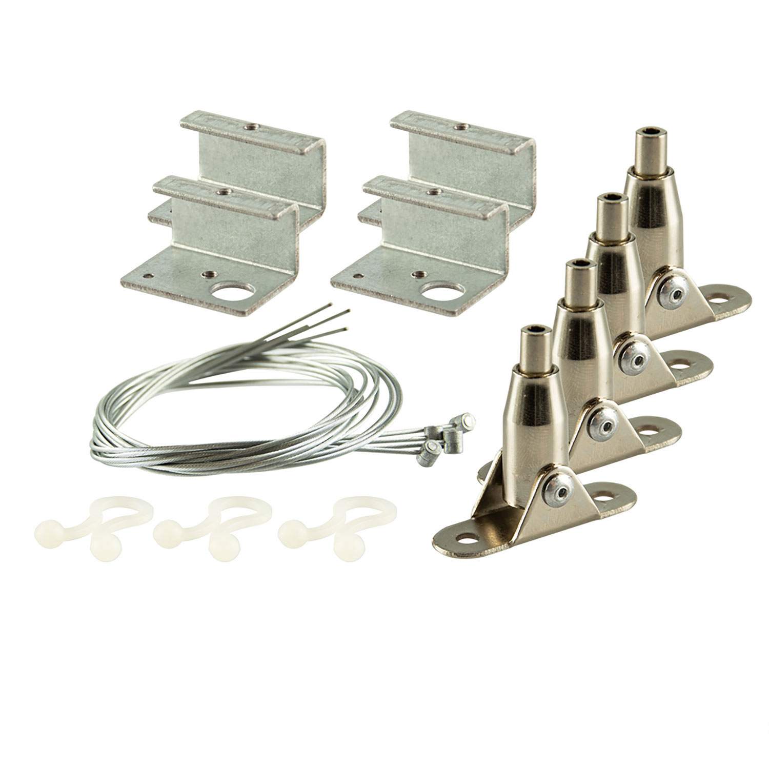 Seilabhängung (4 Stk) für UGR<16 Line Panels mit beweglicher Deckenhalterung und Stahlseile 1,5m