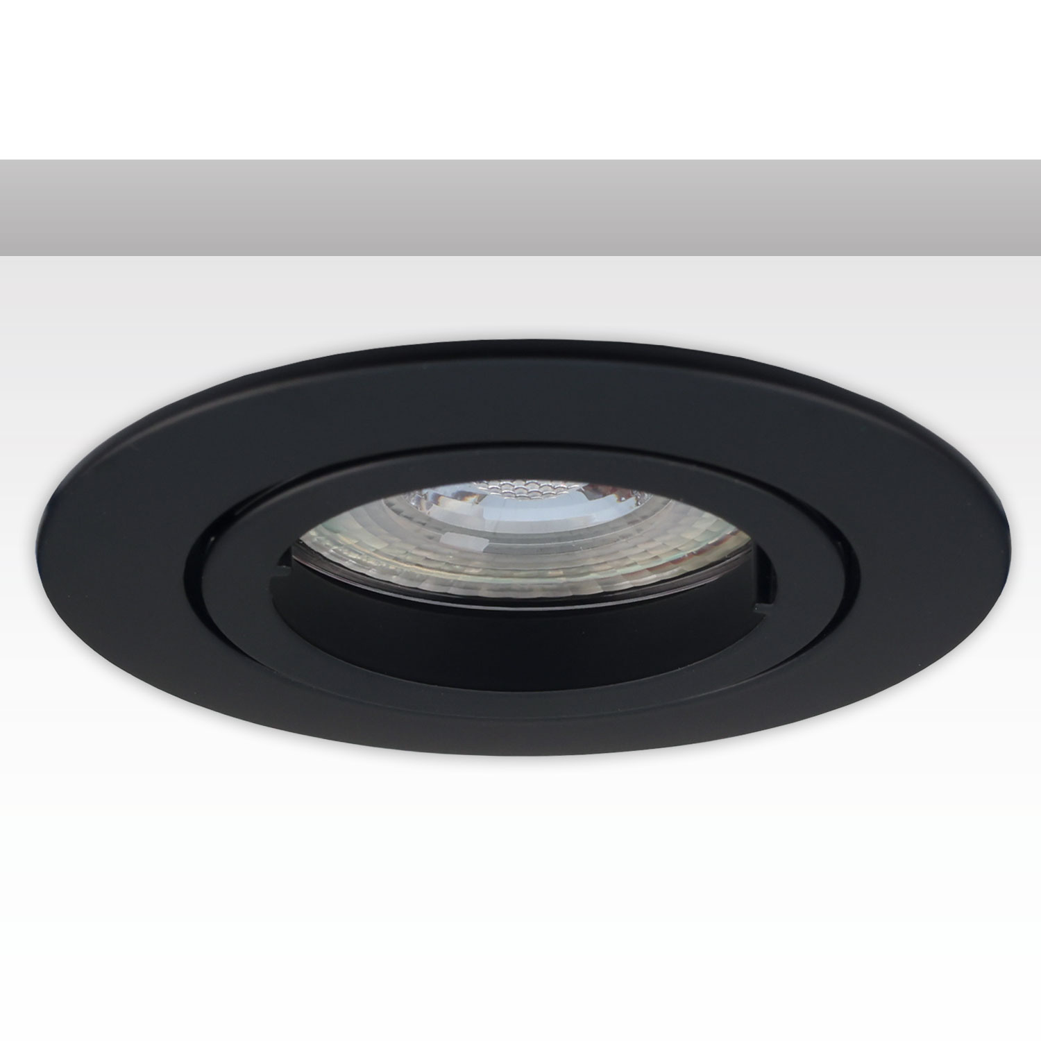 Einbaurahmen rund, Loch 68mm, Alu schwarz, für GU10/MR16 Spots