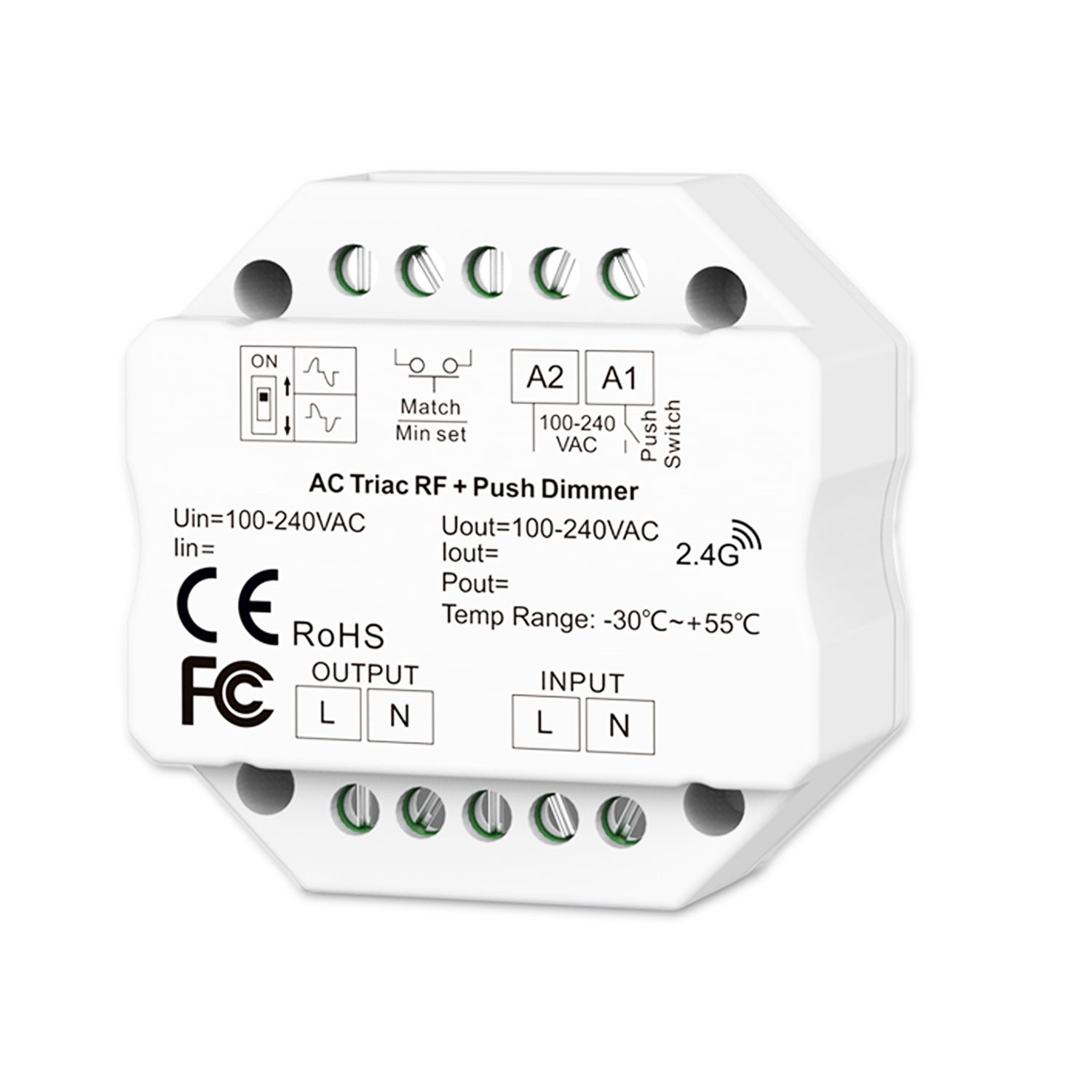 Sys-Pro Universal-Push/Funk Mesh-Dimmer 230V, 360VA, Phasenan-/Abschnitt wählbar