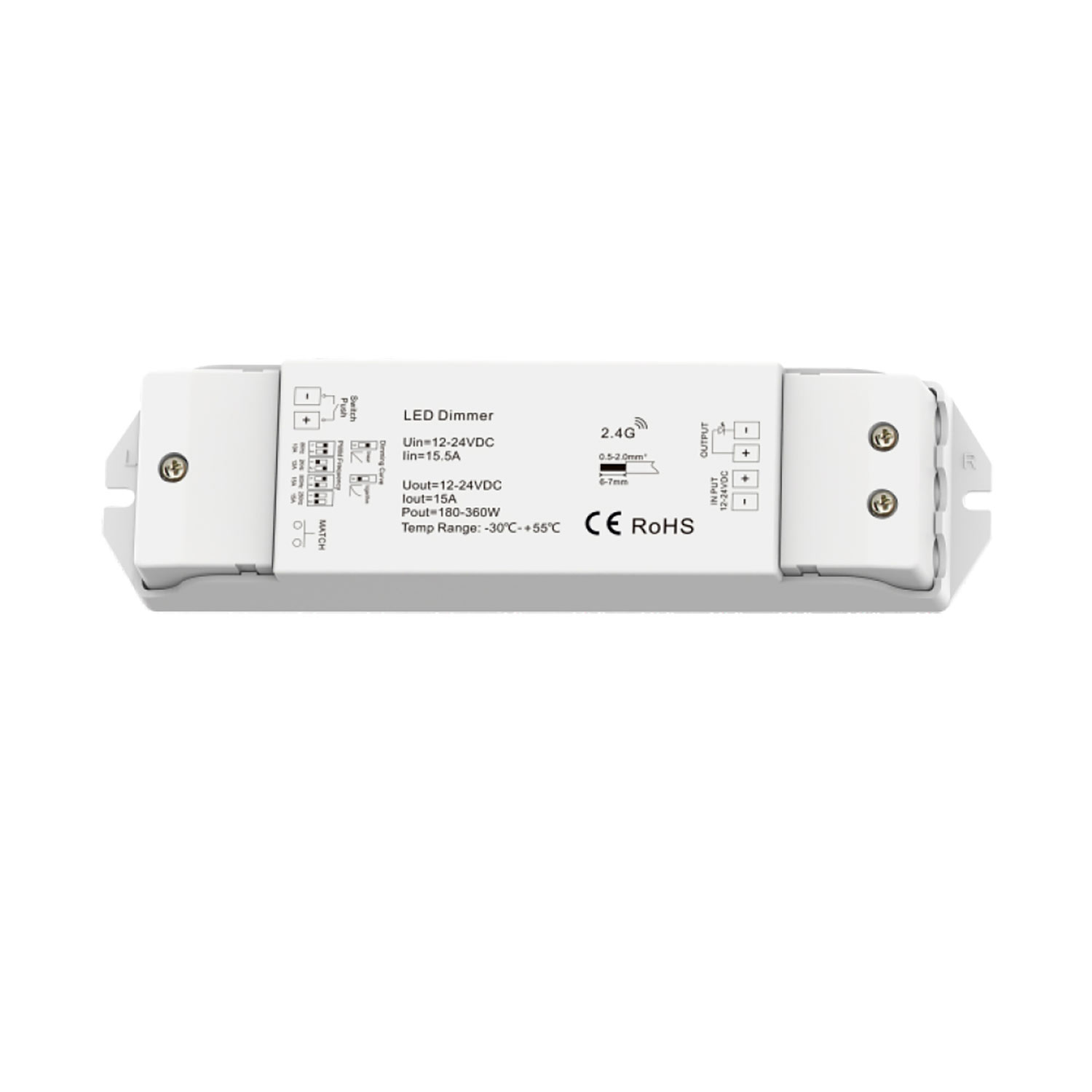 Sys-Pro Push/Funk Mesh Multi-PWM-Dimmer, 1 Kanal, 12-24V DC 15A, 36-48V DC 10A