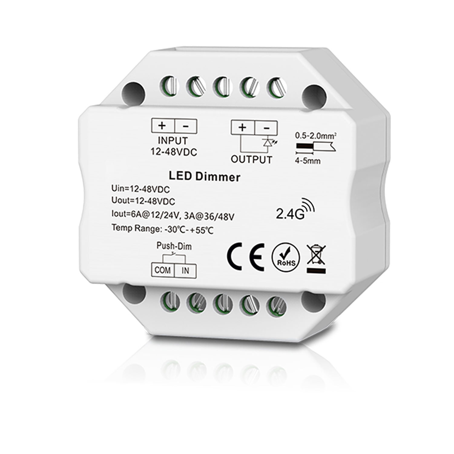 Sys-Pro Push/Funk Mesh Multi-PWM-Dimmer, 1 Kanal, 12-24V DC 6A, 36-48V DC 3A
