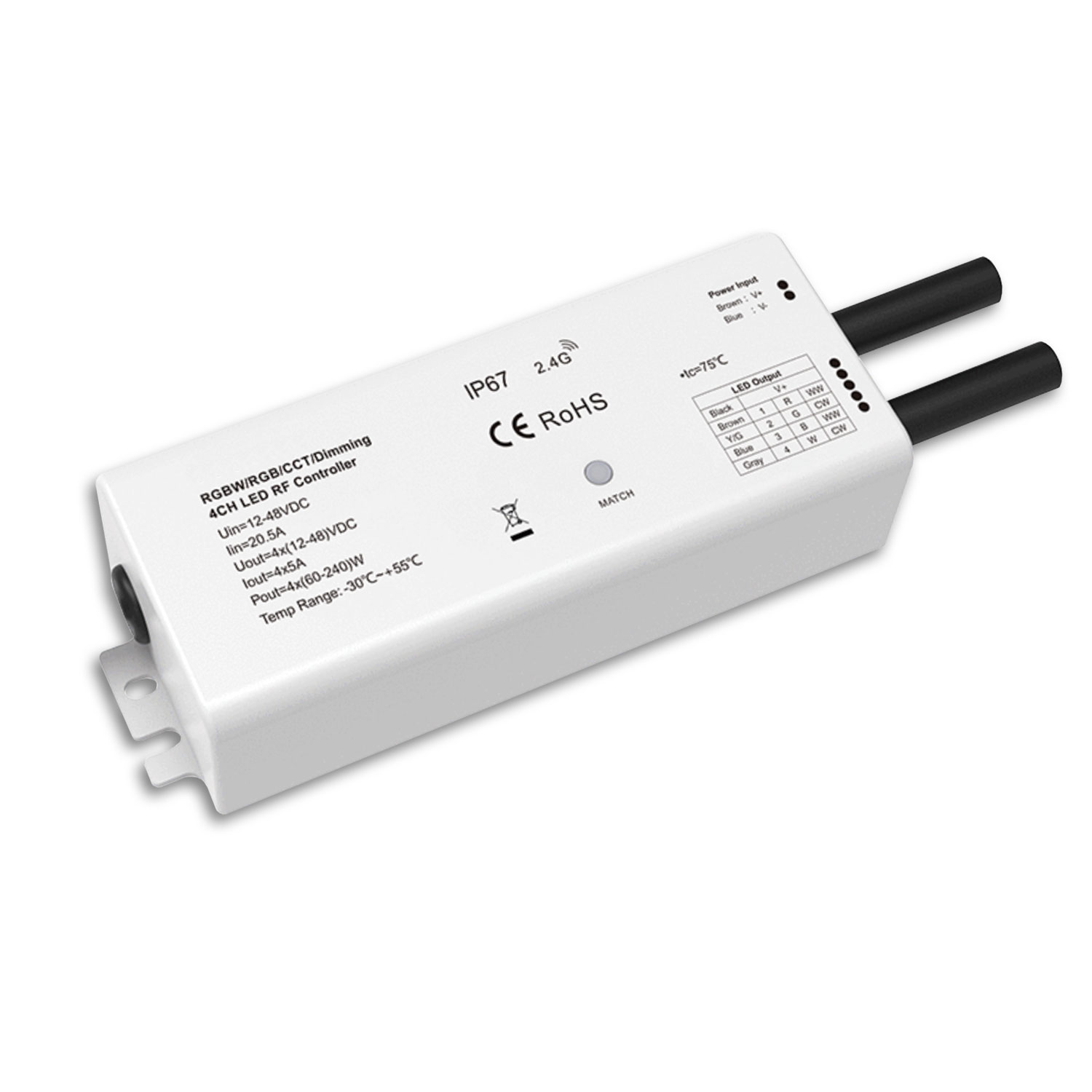 Sys-Pro Funk Mesh PWM-Dimmer IP67, 1-4 Kanal, 12-48V DC 4x5A