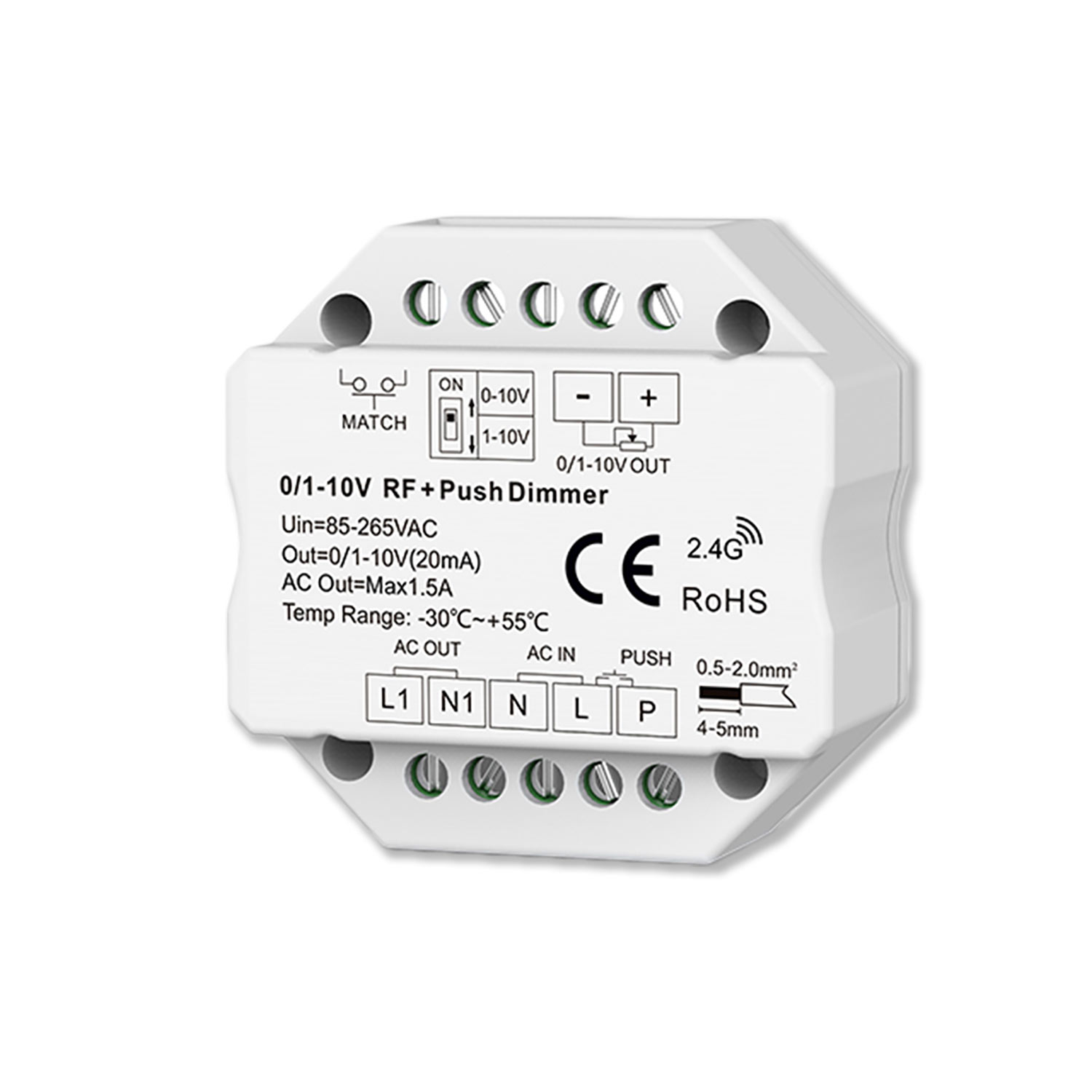 Sys-Pro Push/Funk Mesh-Dimmer mit 0/1-10V Output und Switch 85-265V 3A