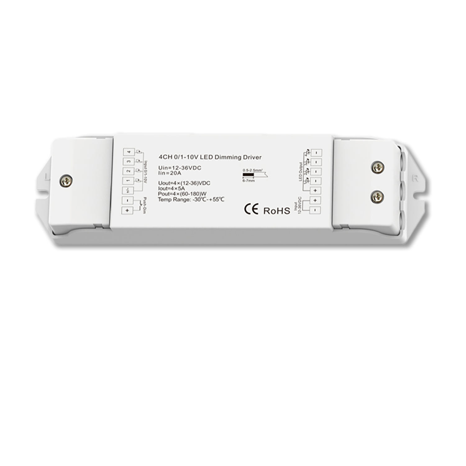 1xPush / 4×1-10V Input zu 4 Kanal PWM Output, 12-48V DC 4x5A