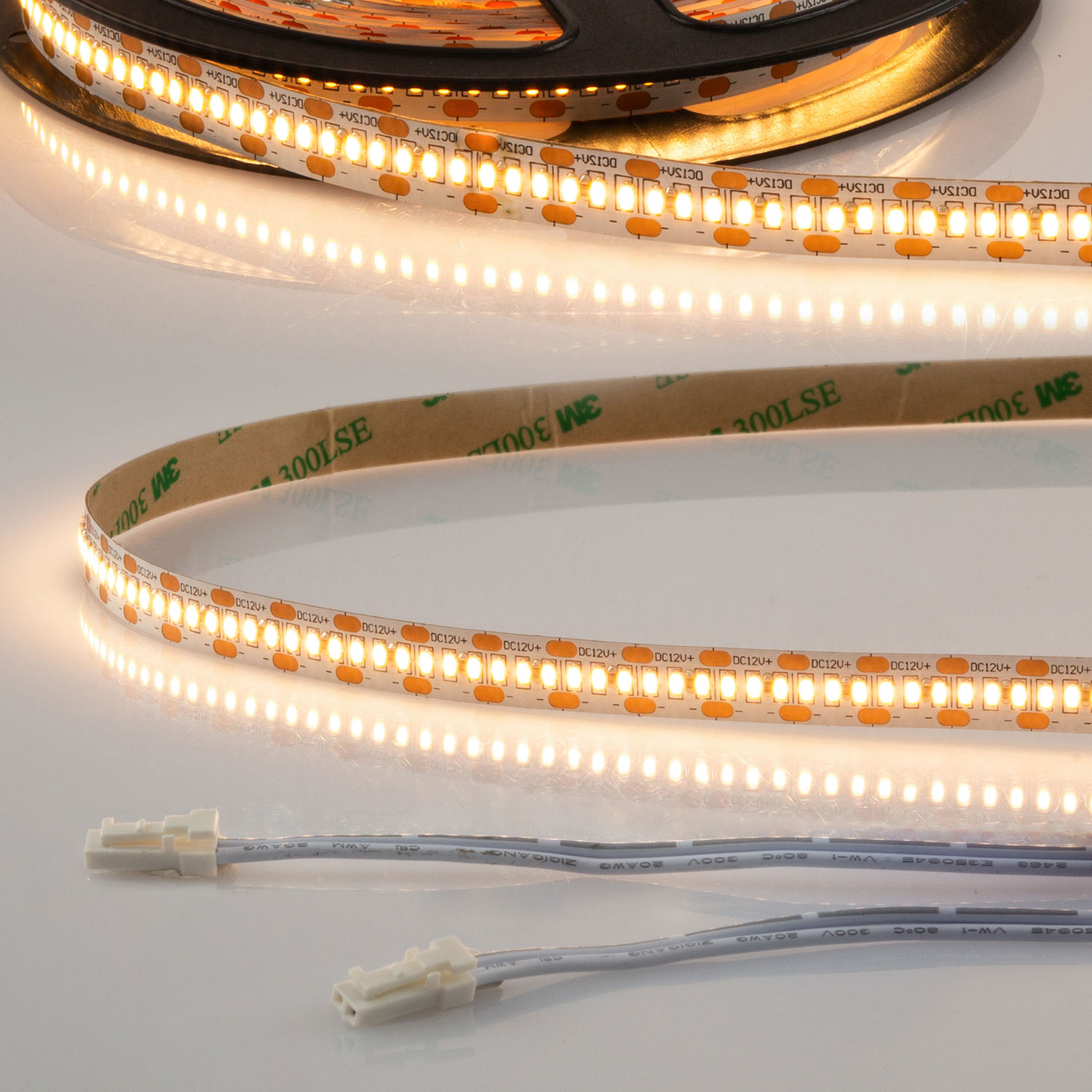 LED CRI925 MiniAMP Flexband, 12V DC, 6W, IP20, 2500K, 120cm, beids. 30cm Kabel + maleAMP, 300 LED/m
