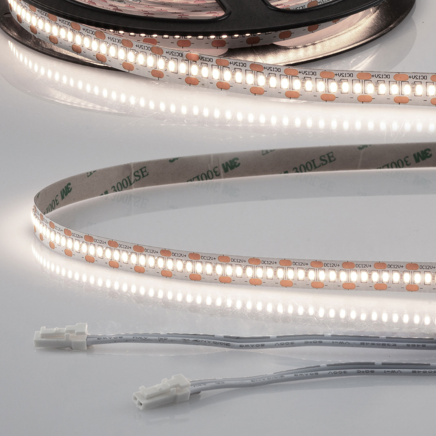 LED CRI940 MiniAMP Flexband, 12V DC, 6W, IP20, 4000K, 120cm, beids. 30cm Kabel + maleAMP, 300 LED/m