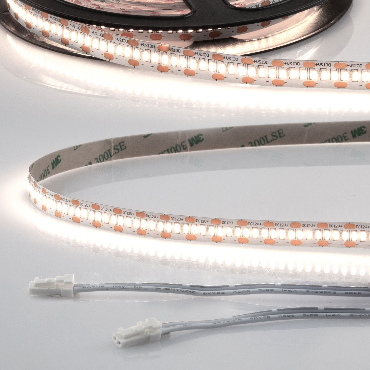 LED CRI940 MiniAMP Flexband, 12V DC, 12W, IP20, 4000K, 120cm, beids. 30cm Kabel + maleAMP, 300 LED/m