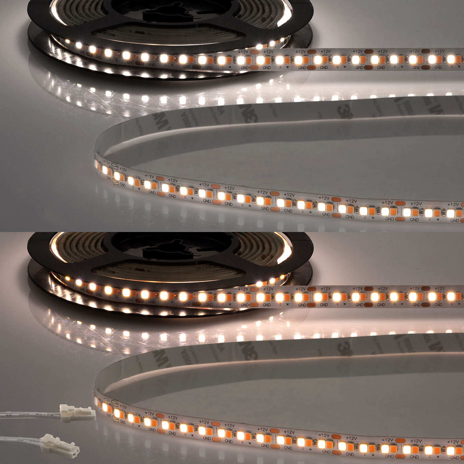 LED CRI919/940 MiniAMP CCT Flexband, 12V DC, 15W, IP20, 120cm, 2 polig, Kabel mit Stecker, 240 LED/m