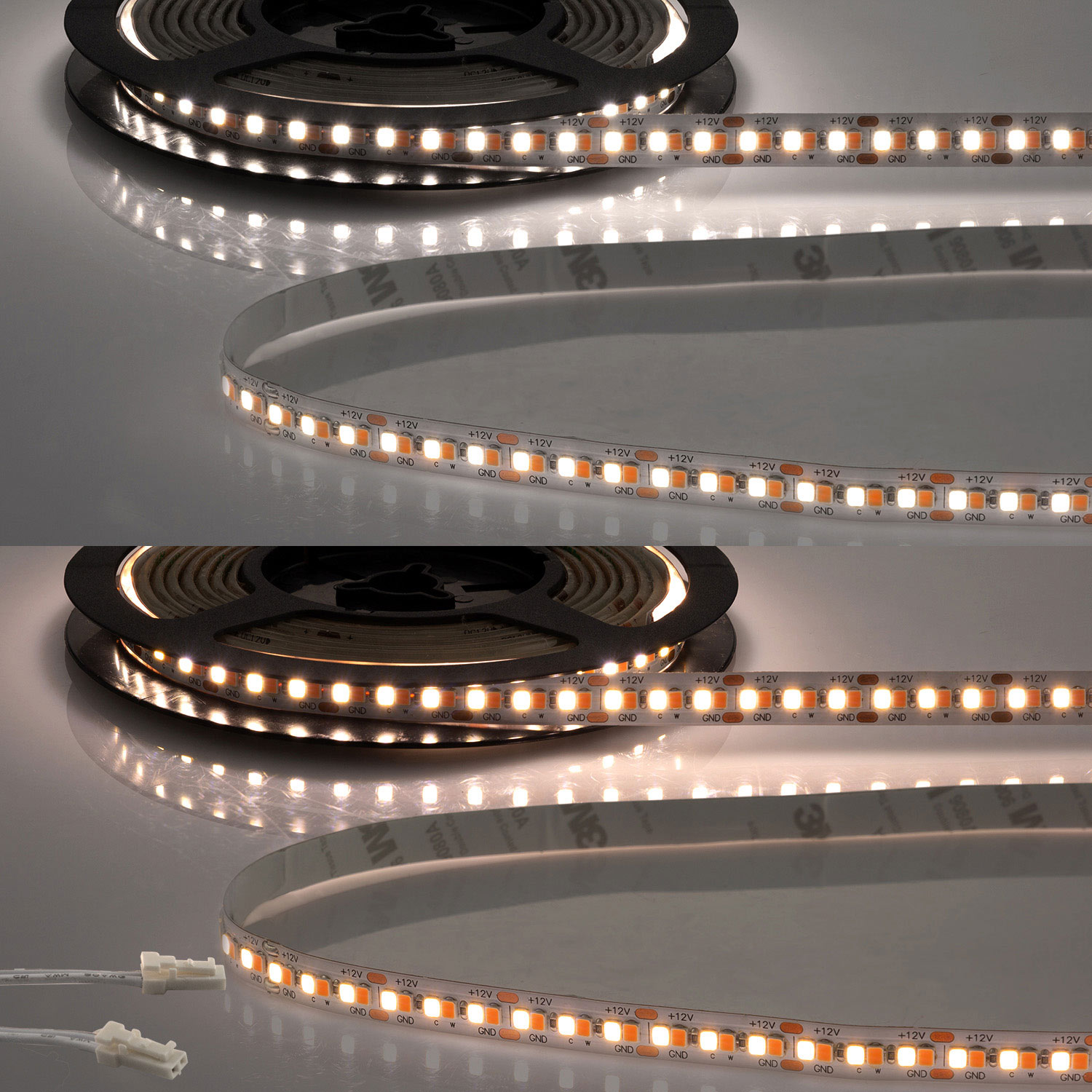 LED CRI919/940 MiniAMP CCT Flexband, 12V DC, 15W, IP20, 250cm, 2 polig, Kabel mit Stecker, 240 LED/m