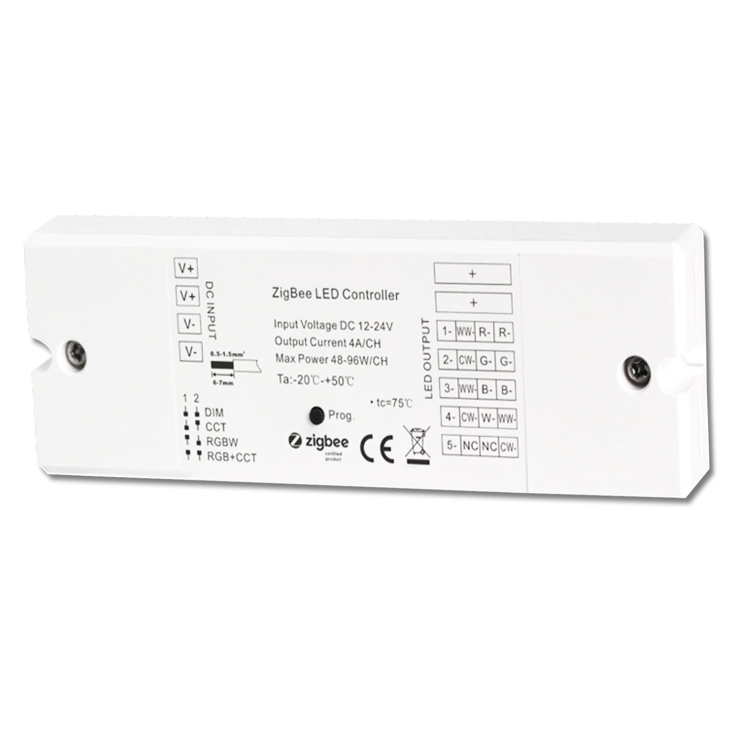 ZigBee 3.0 PWM-Dimmer für LED Flexbänder/Spots, 5 Kanal, 12-24V DC 5x4A