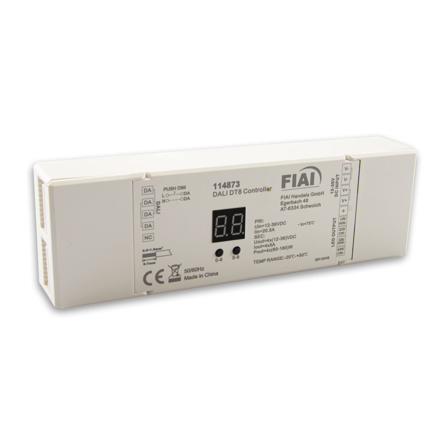 DALI DT8 1 Adresse Universal Push-Dim PWM-Dimmer, 4 Kanal, 12-36V 4x5A, 48V 4x3A