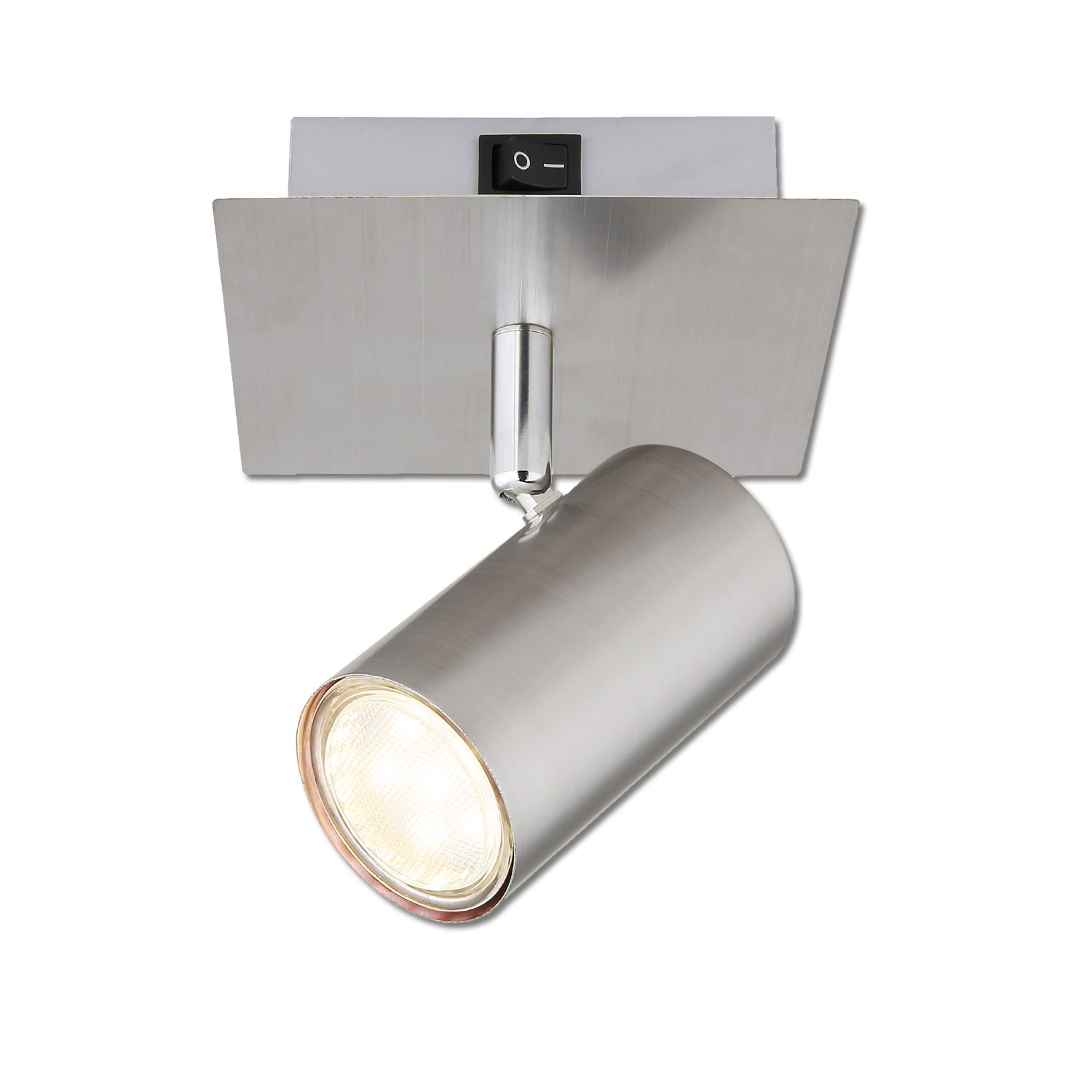 Wandleuchte nickel matt, mit Schalter, 1xGU10 Fassung, exkl. Leuchtmittel