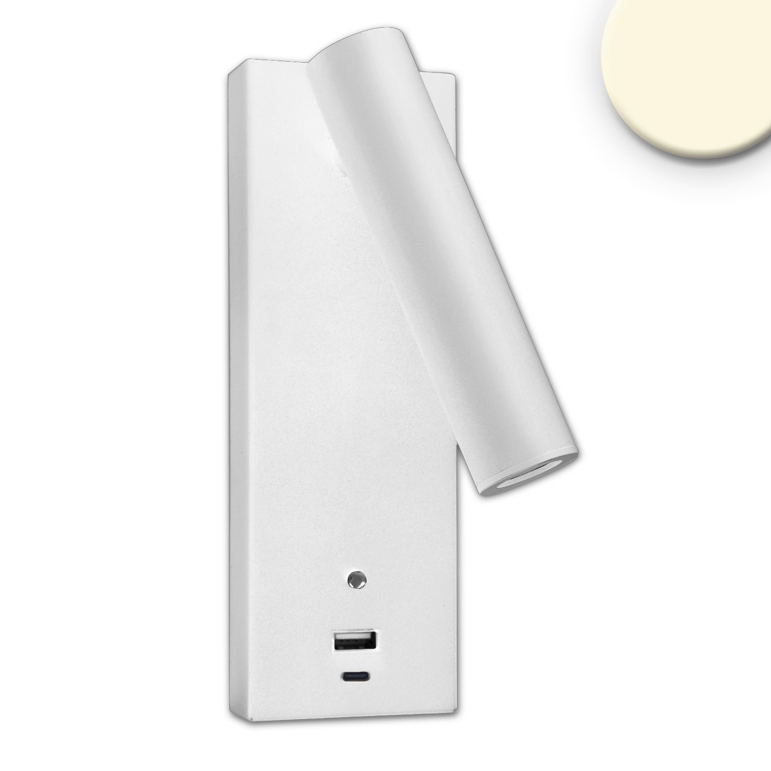 LED Leseleuchte, 3W, weiß, mit USB-A und USB-C Ladebuchse, warmweiß, 3 Stufen dimmbar