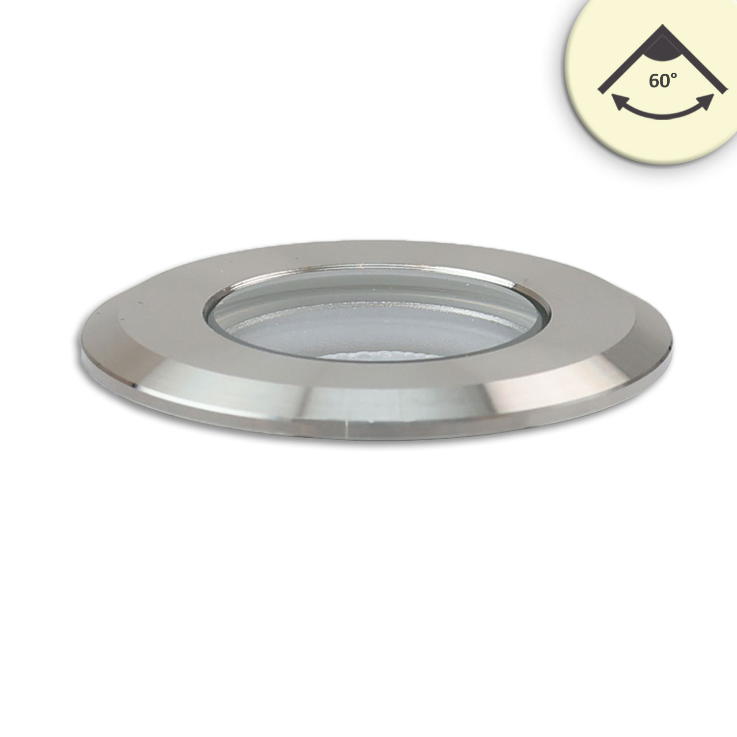 LED Bodeneinbaustrahler, rund 45mm, Edelstahl, 12-24V, IP67, 3W, 60°, warmweiß