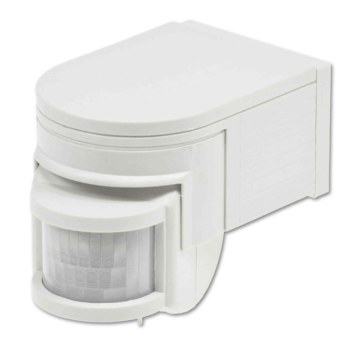 PIR Bewegungsmelder weiß, 230V, max. 4A, 180° max. 10m Detektionsradius, IP44, Aufputzmontage