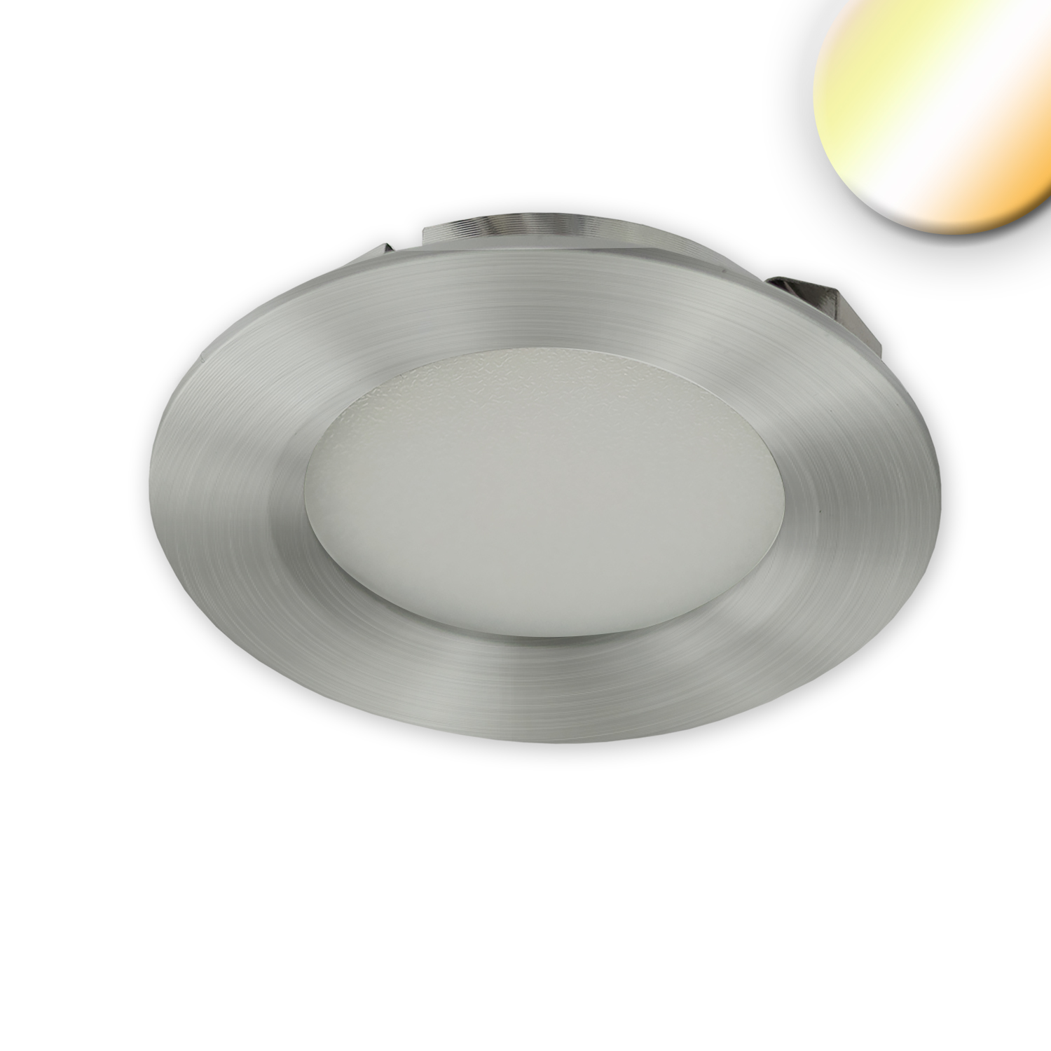 LED Möbeleinbaustrahler, Alu gebürstet, rund, 3W, 120°, 24V DC, weißdynamisch, 1900K-5000K, dimmbar