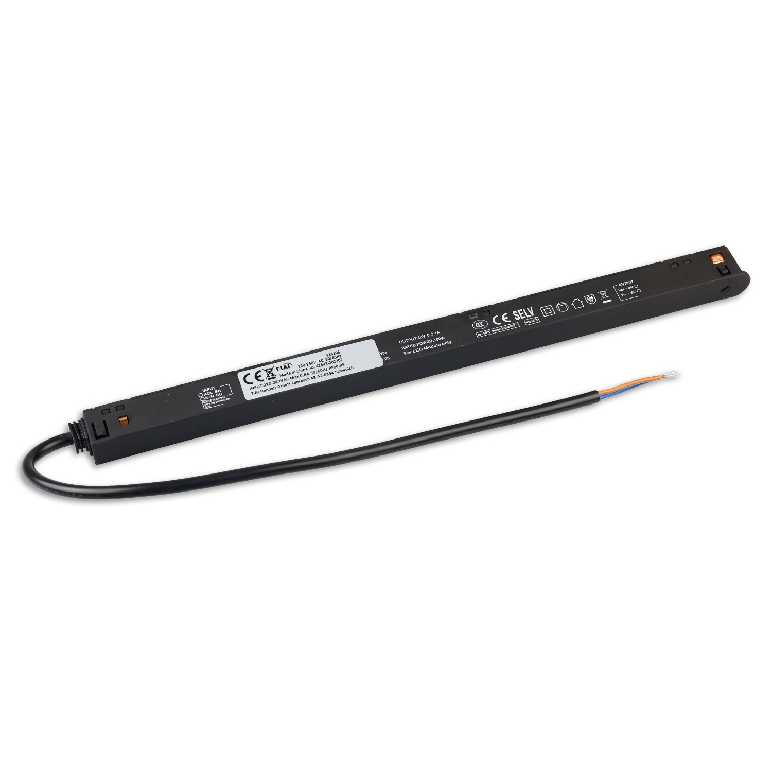 Track48 Inline-Trafo schwarz, 100W, 48V DC