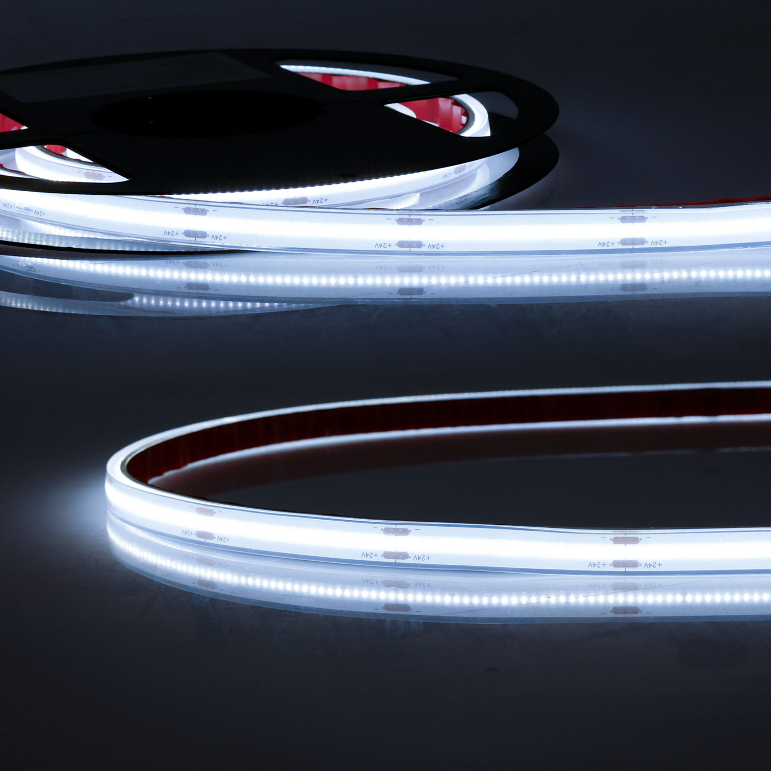 LED HT927/965 COB CCT 2-pol Flexband für bis zu 100°C Umgebung, 24V DC, 8W, IP68, 5m Rll, 512 LED/