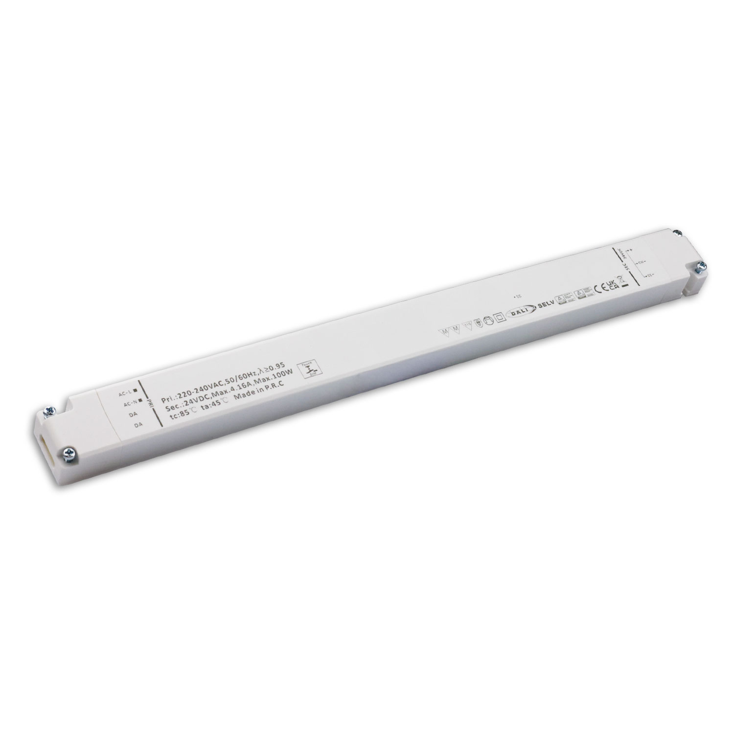 LED CCT PWM-Trafo 24V/DC, 0-100W, 2 Kanal, ultraslim, Push/DALI-2 DT8 dimmbar, SELV