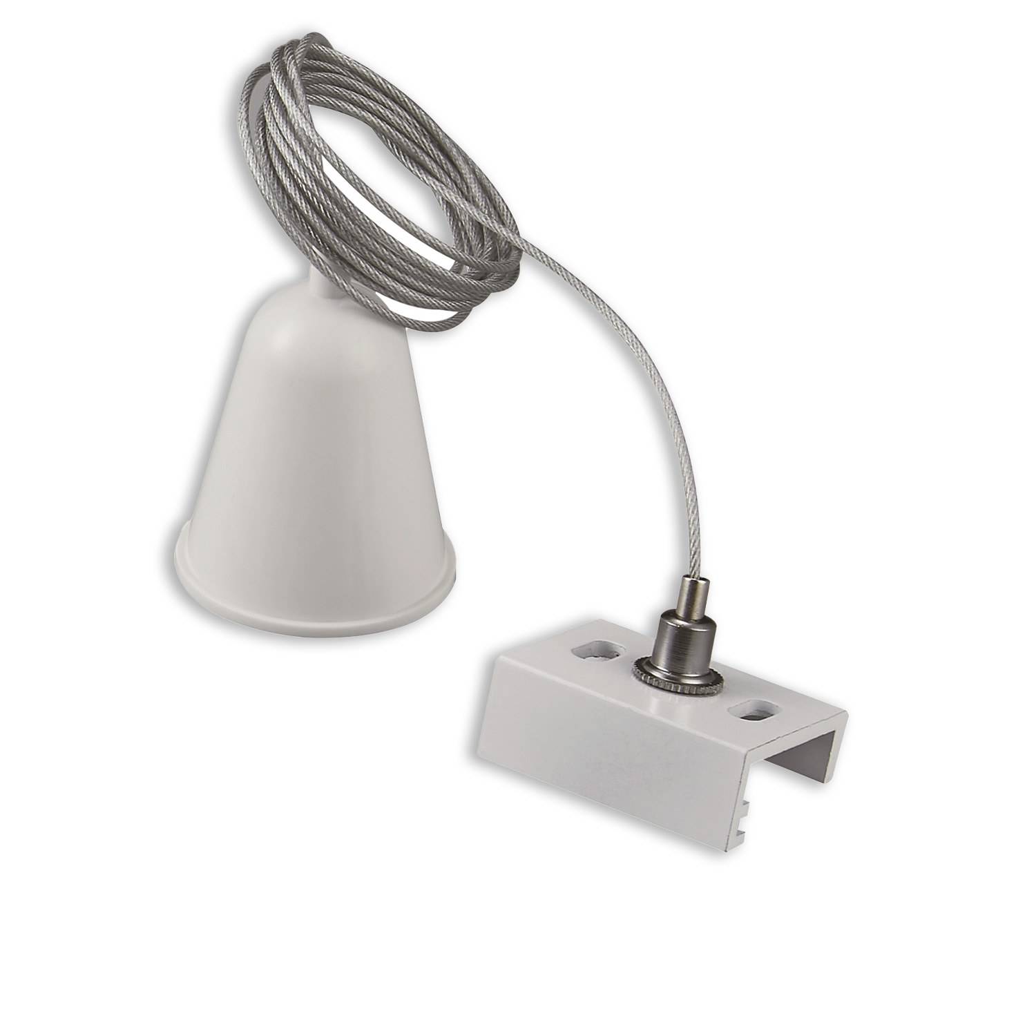 3-Phasen DALI Schiene Seilabhängung mit Gegenstück inkl. Baldachin & Stahlseil, weiß, 1 Stück