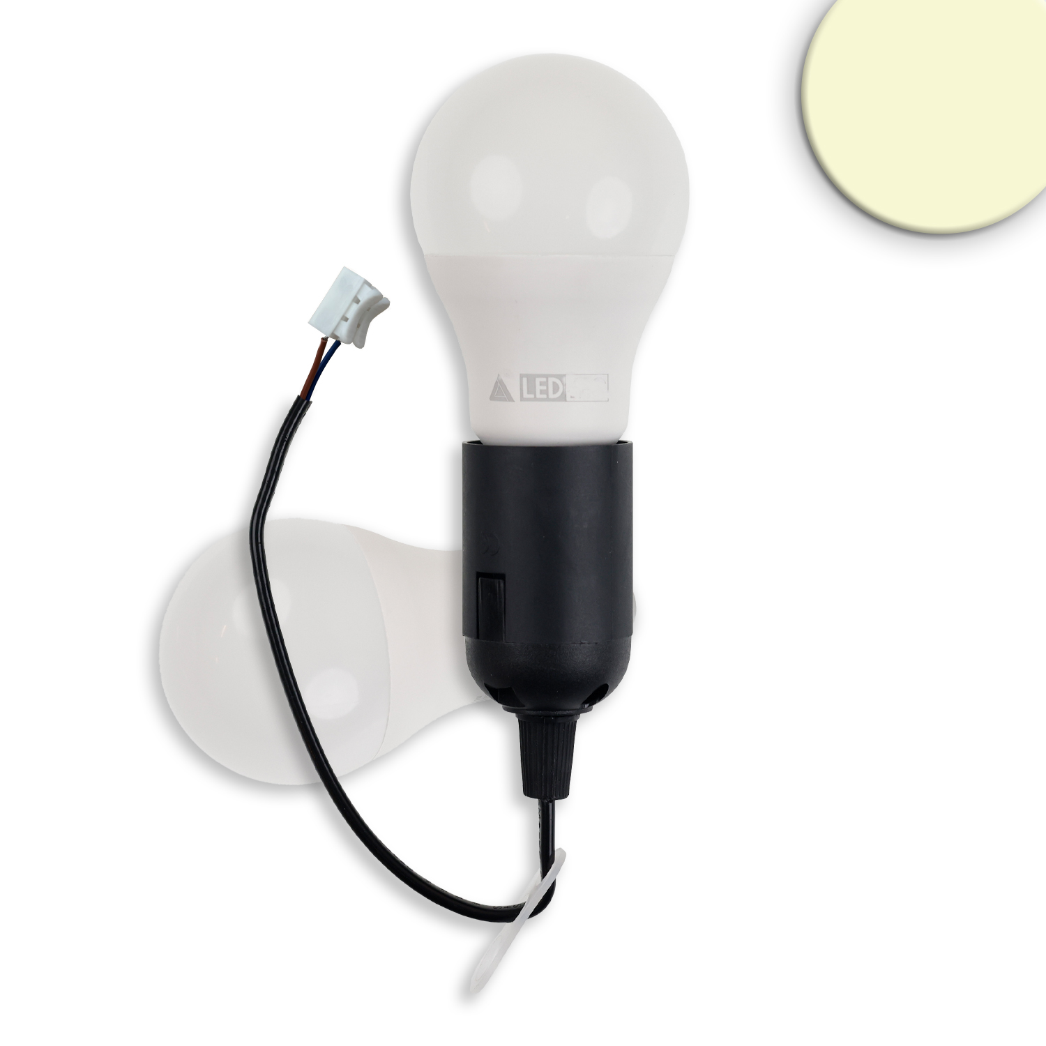 Baufassung E27 SET mit Federklemme, Öse und LED bulb 9W, warmweiß