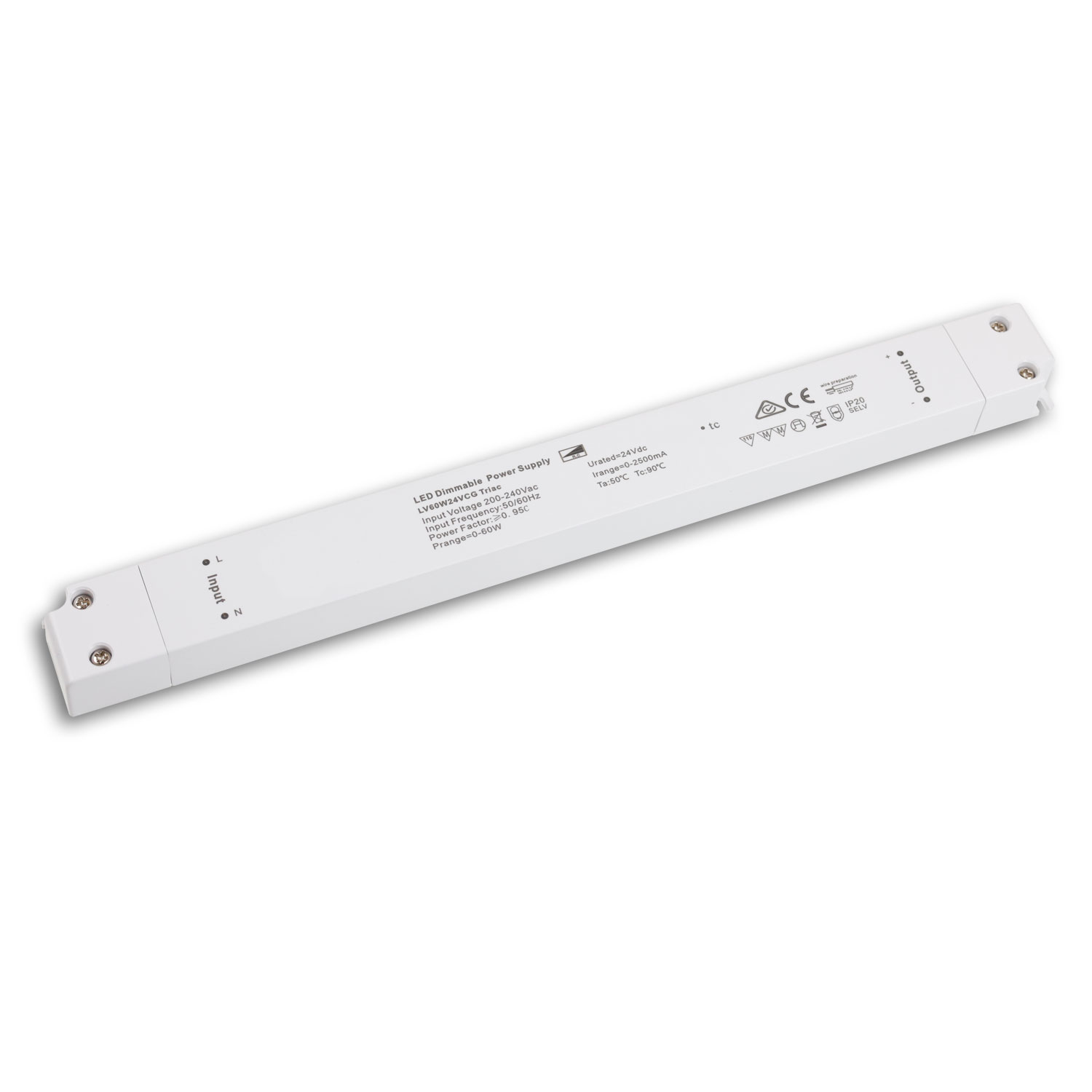 LED PWM-Trafo 24V/DC, 0-60W, dimmbar, SELV, ultraflach, ultraschmal
