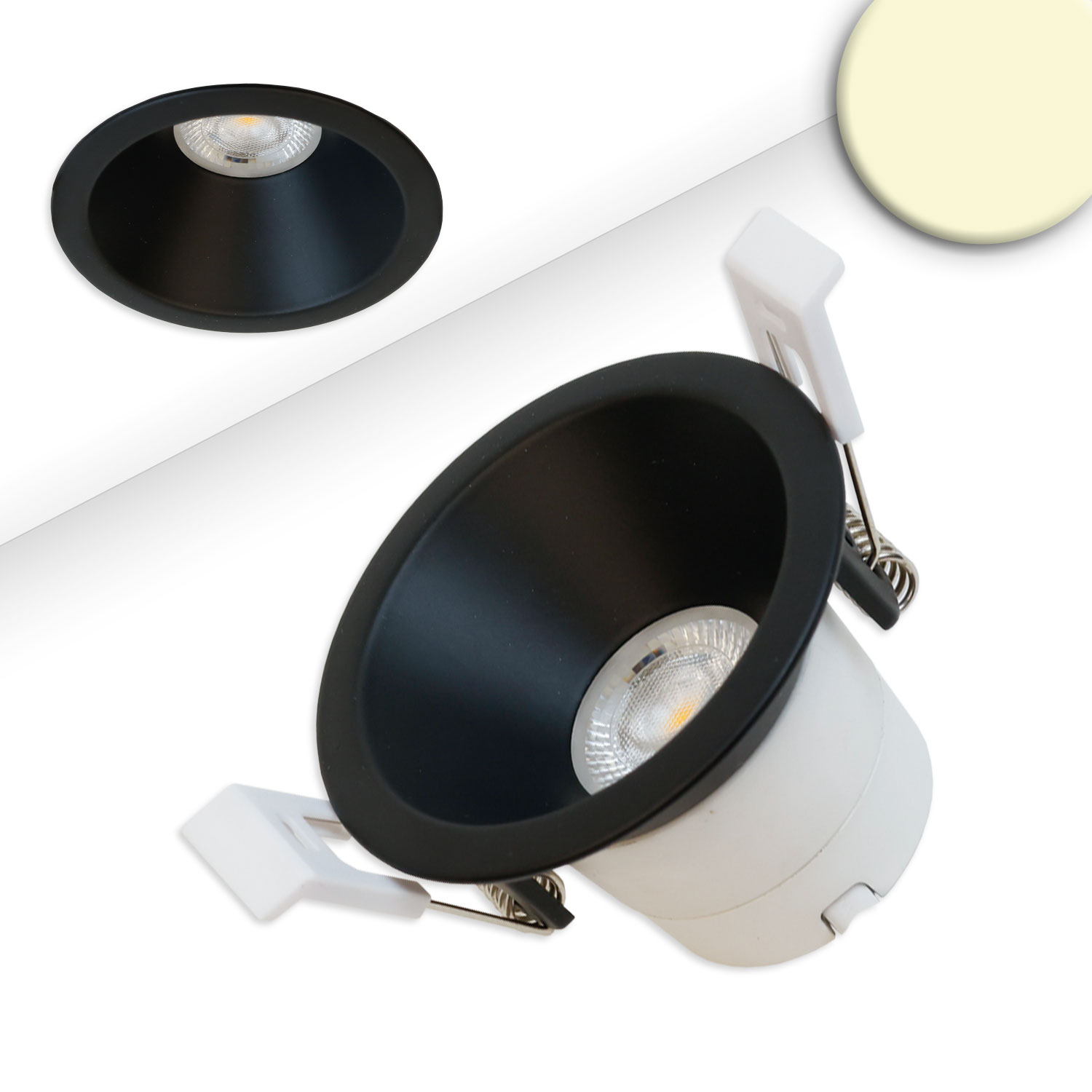 LED Einbaustrahler BACK60, schwarz matt, rund, 5W, CRI90, 2700K, rückversetzt, UGR<12, dimmbar