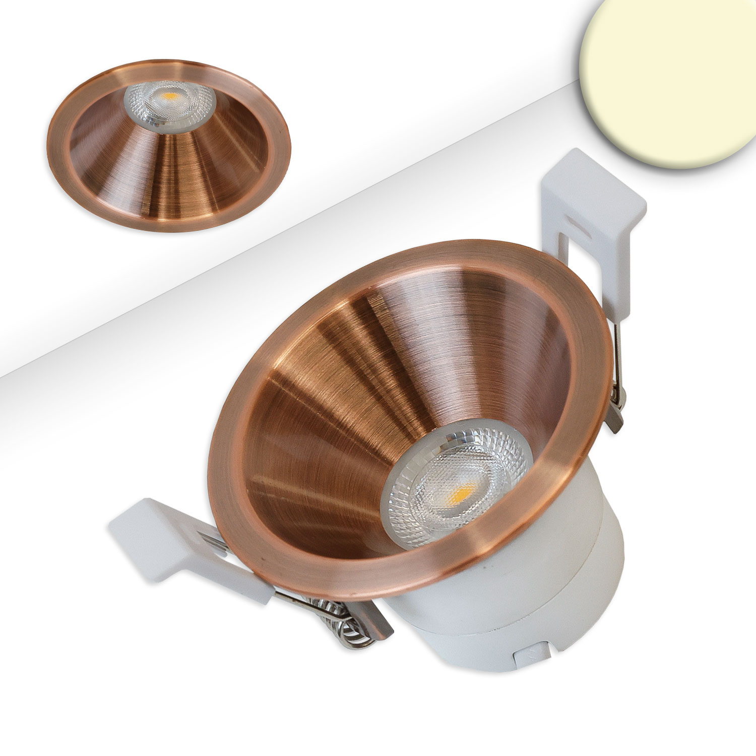 LED Einbaustrahler BACK60, rosegold, rund, 5W, CRI90, 2700K, rückversetzt, UGR<12, dimmbar