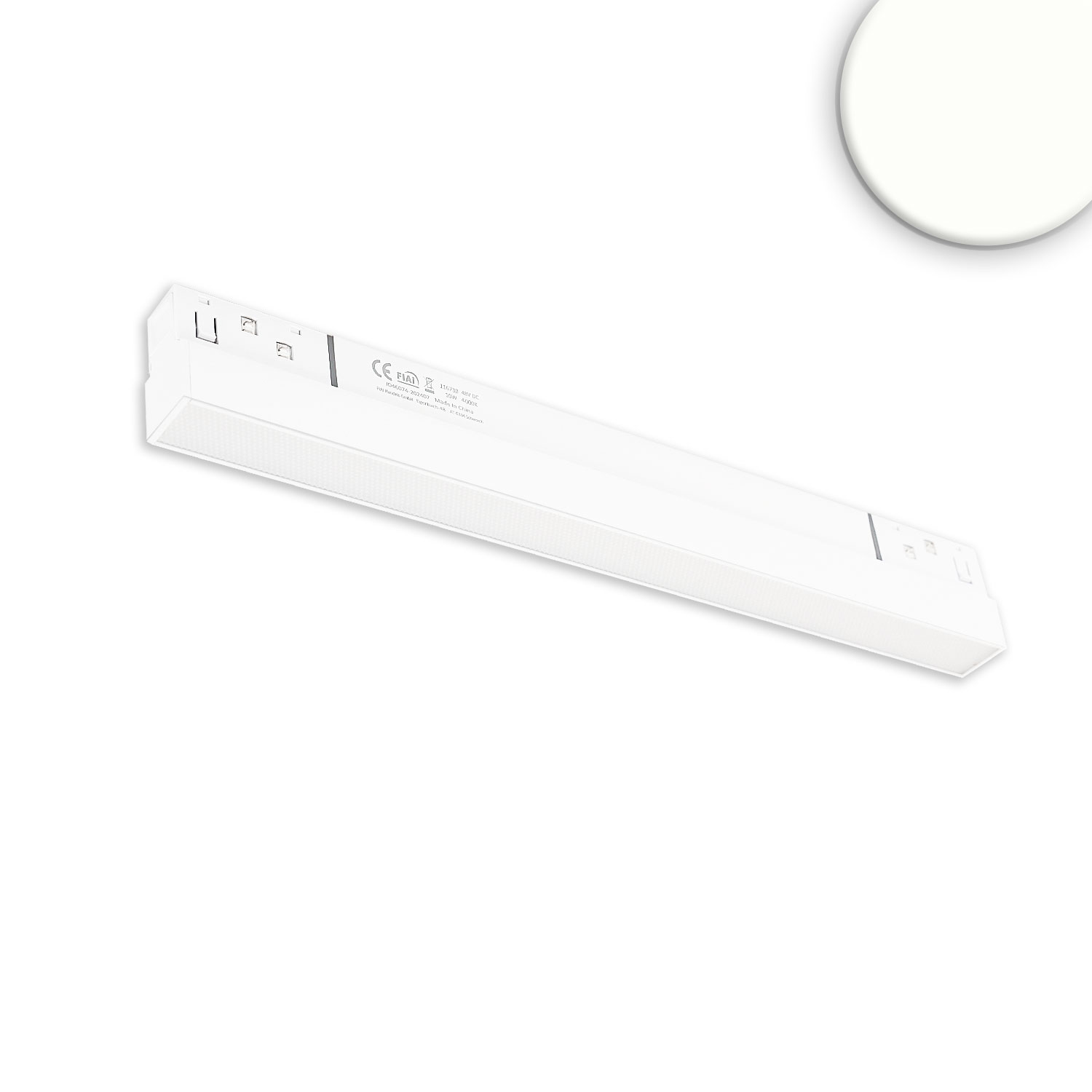 Track48 Linearleuchte 30cm weiß, 10W, 120°, 48V DC, 4000K, CRI90, prismatisch, Line+, DALI dimmbar