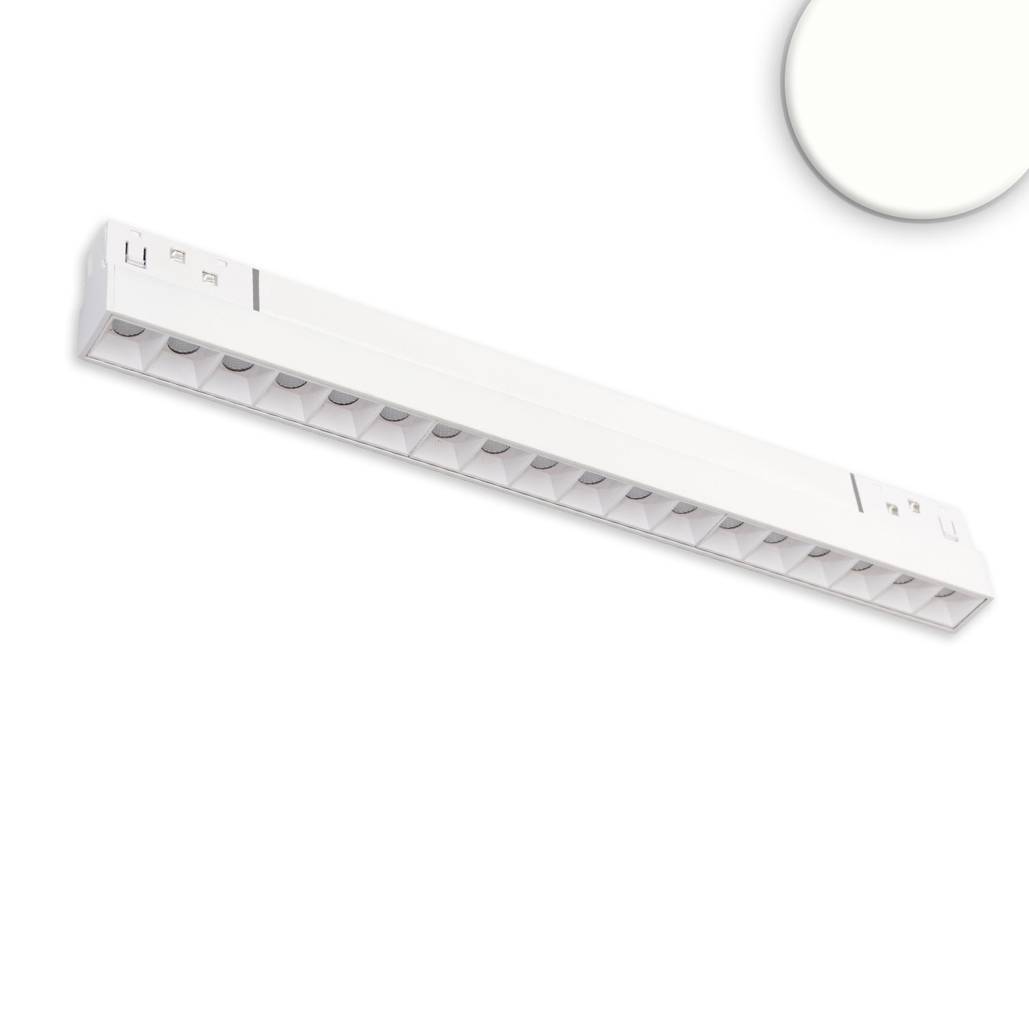 Track48 Leuchte 32cm weiß, 18W, 36°, UGR<19, 48V DC, 4000K, CRI90, Line+, DALI dimmbar