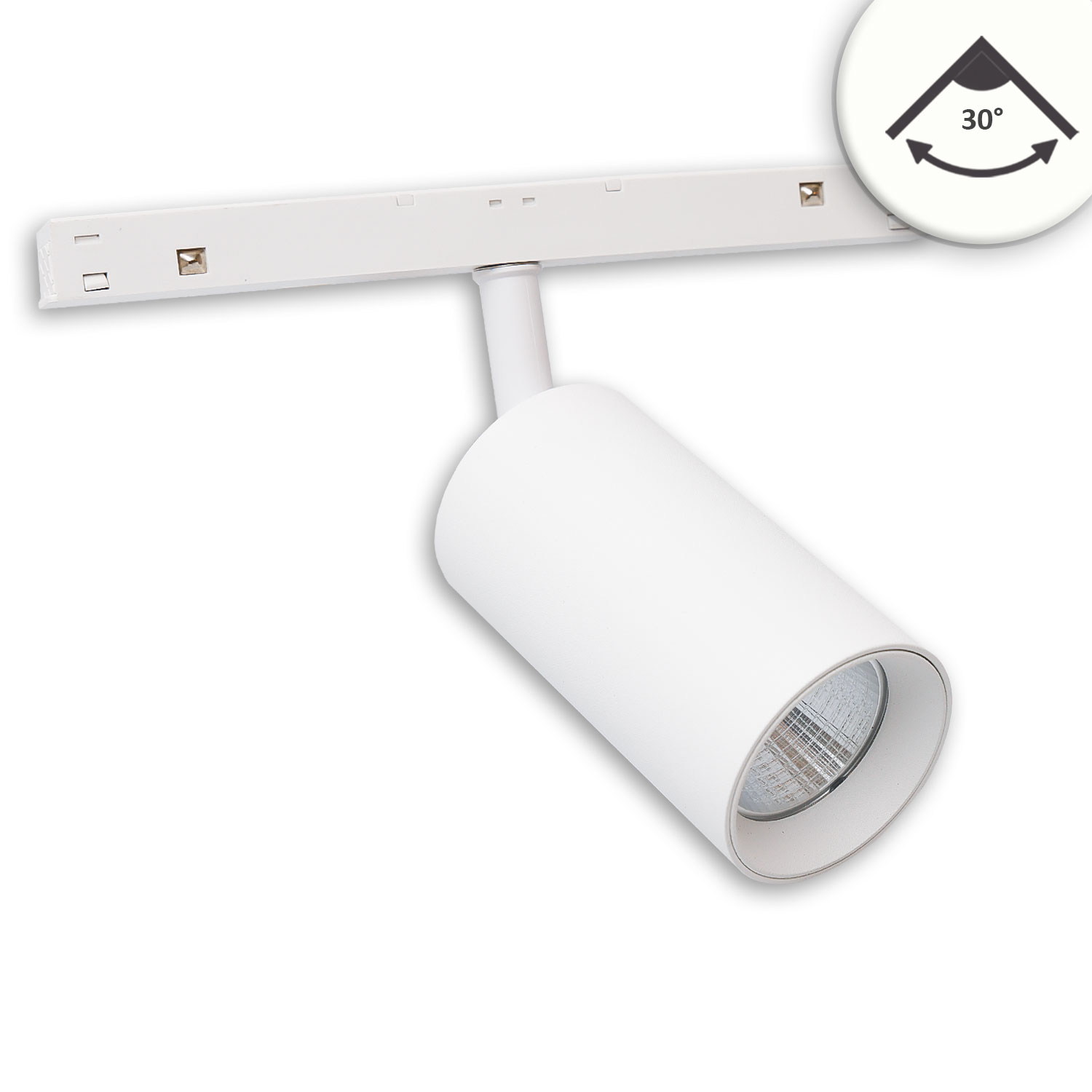 Track48 Schienenstrahler weiß, 16W, 30°, UGR<19, 48V DC, 4000K, CRI90, DALI dimmbar
